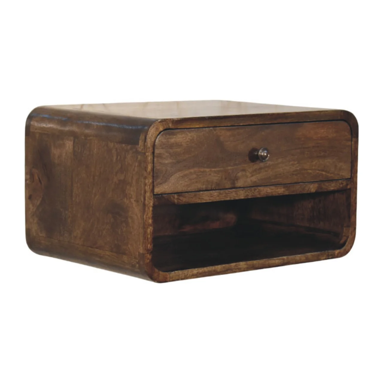 Artisan Furniture Massivholz-Nachttisch mit abgerundeten Kanten und 1 Schublade, braun - Image 3