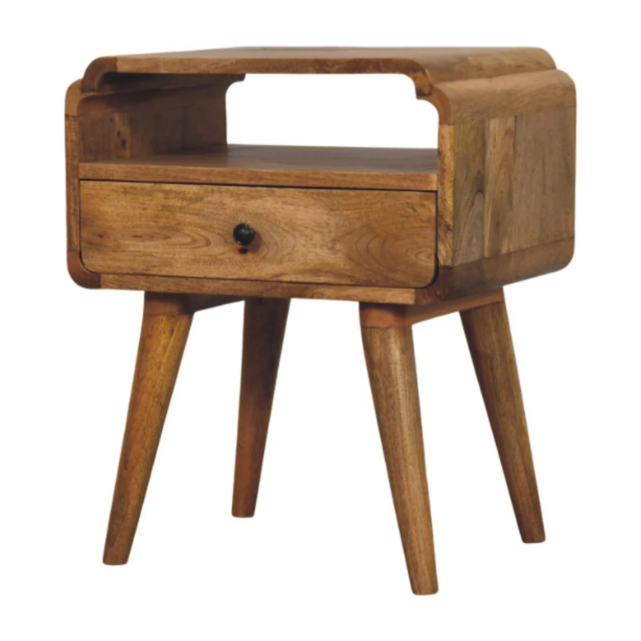 Artisan Furniture Massivholz Newton eichenähnlicher Nachttisch, 1 Schublade, 1 Regal, Beige - Image 4