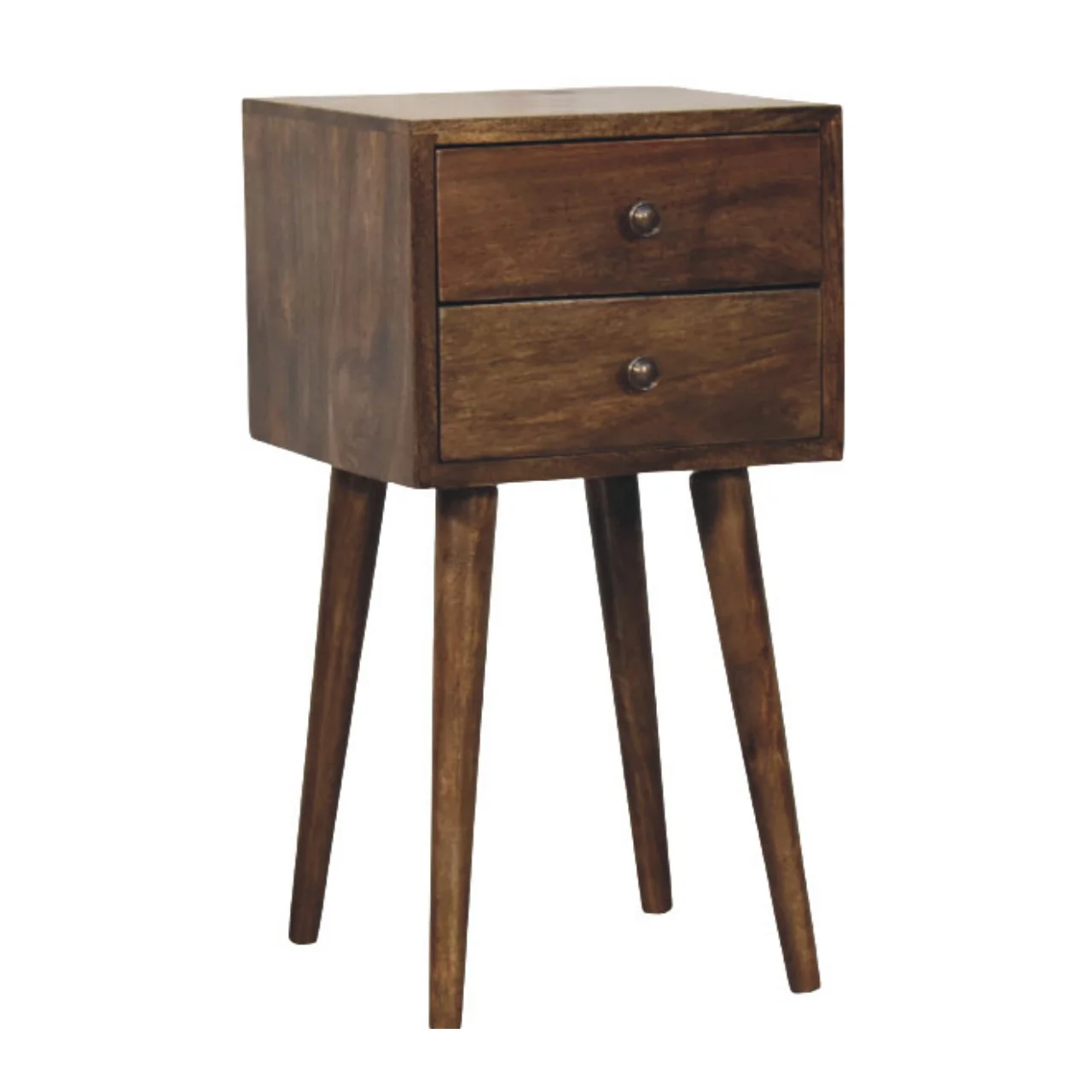 Artisan Furniture Massivholz Nordic Nachttisch mit 2 Schubladen in klassischem Graubraun - Image 5