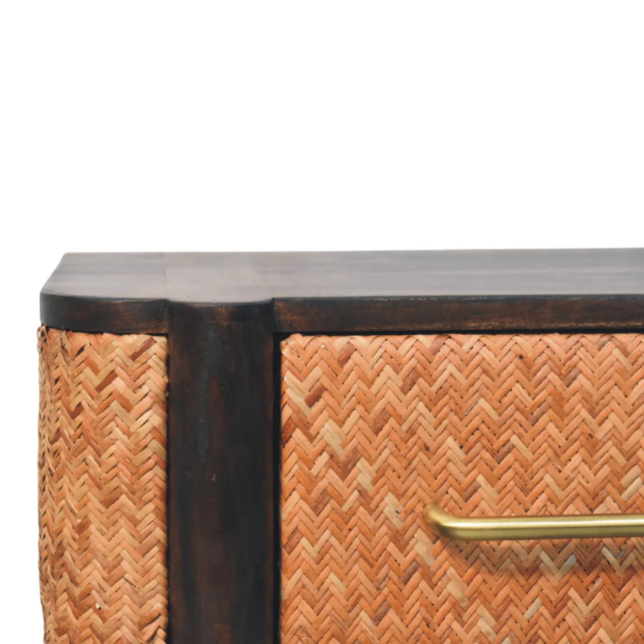 Artisan Furniture Massivholz Rattan gebogener wandmontierter Schubladenschrank, Dunkelbraun - Image 5