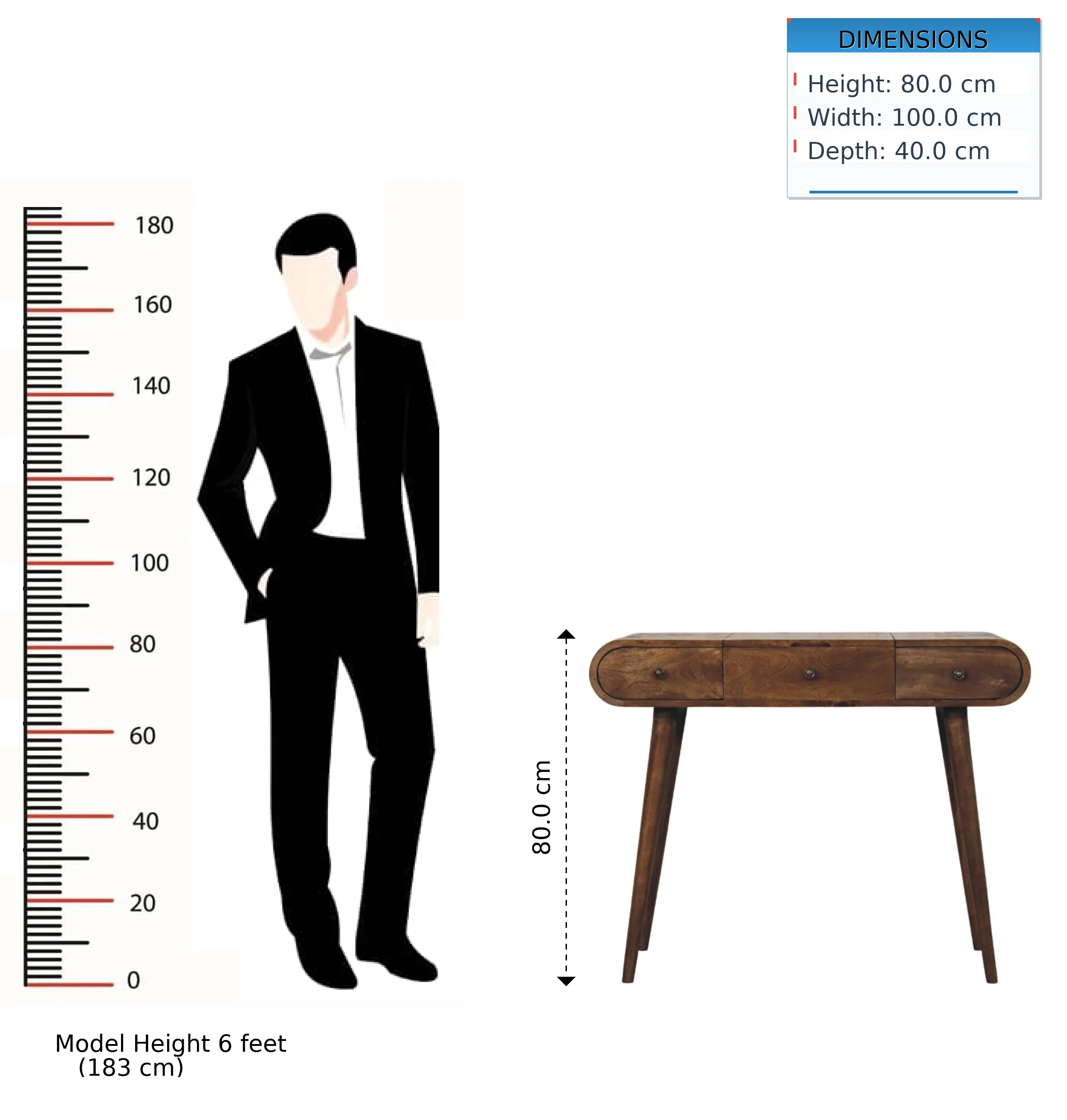 Artisan Furniture Massivholz-Schminktisch mit geschwungenen Kanten, braun - Image 2