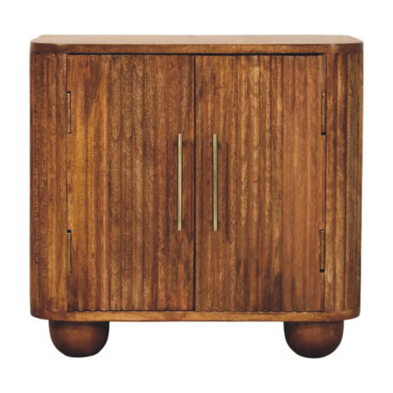 Artisan Furniture Massivholz Solis gerilltes Mini-Sideboard, 2 Türen, 2 Regale, Beige