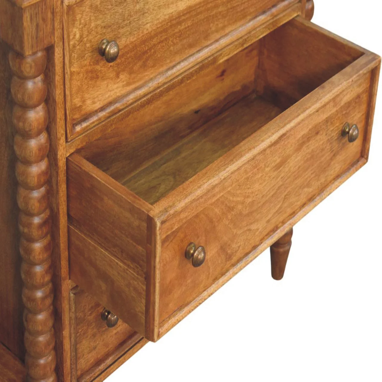 Artisan Furniture Massivholz Spindel Kommode, 3 Schubladen, Braun - Image 7
