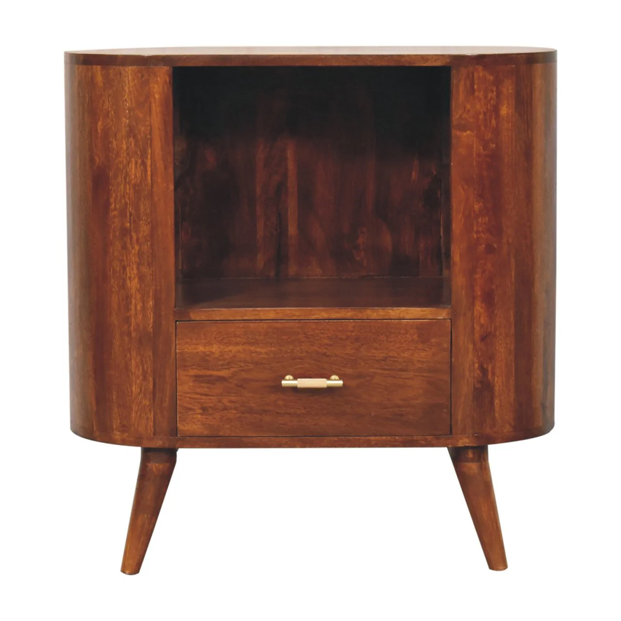 Artisan Furniture Massivholz T-Bar Cortez Kastanien Offenes Fach Schrank, 1 Schublade, 1 Regal