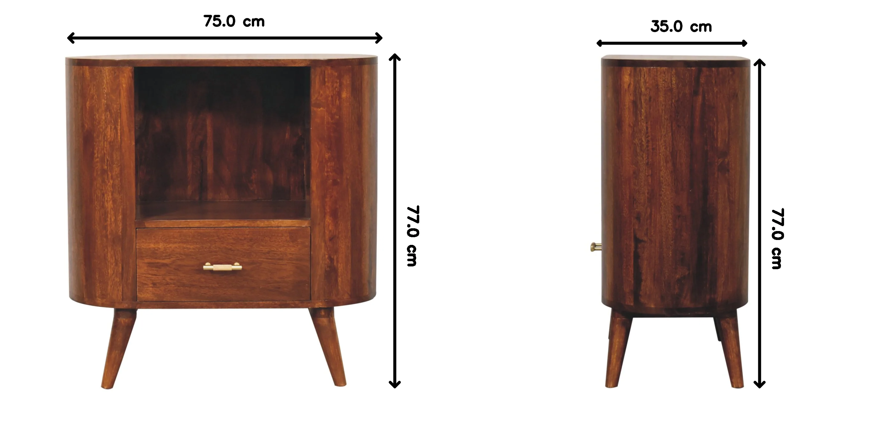 Artisan Furniture Massivholz T-Bar Cortez Kastanien Offenes Fach Schrank, 1 Schublade, 1 Regal - Image 2