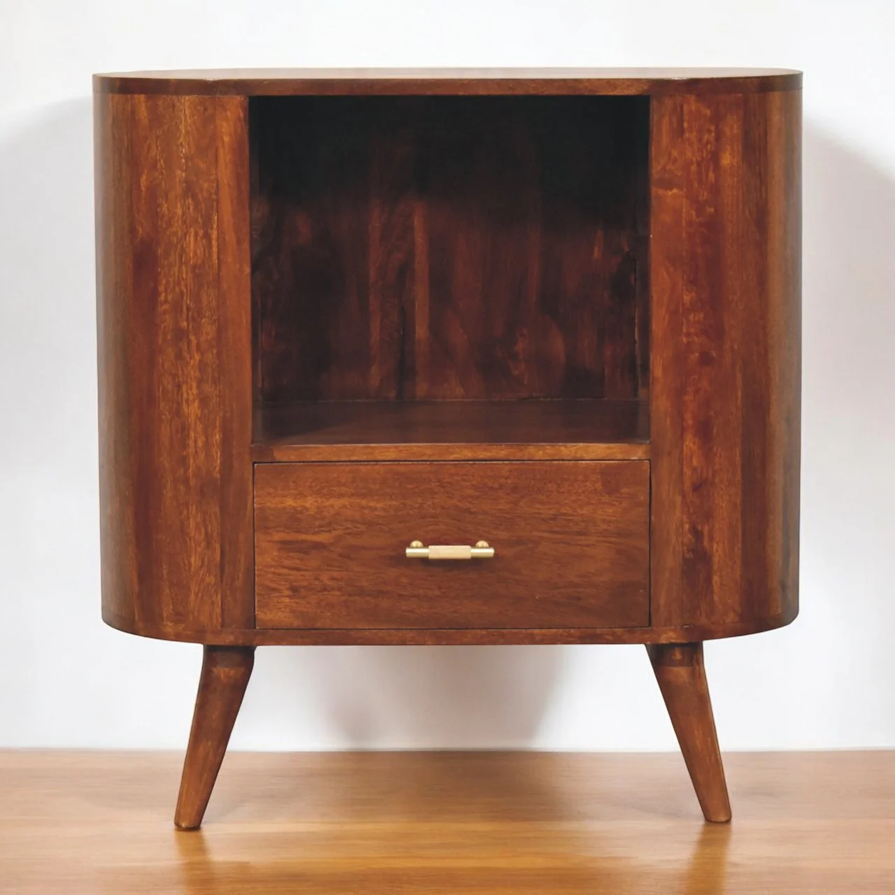 Artisan Furniture Massivholz T-Bar Cortez Kastanien Offenes Fach Schrank, 1 Schublade, 1 Regal - Image 4