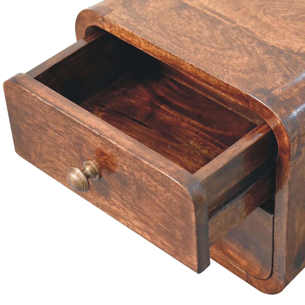 Artisan Furniture Mini gebogener Kalifornischer Walnuss Wandmontierter Nachttisch, 2 Schubladen - Image 8