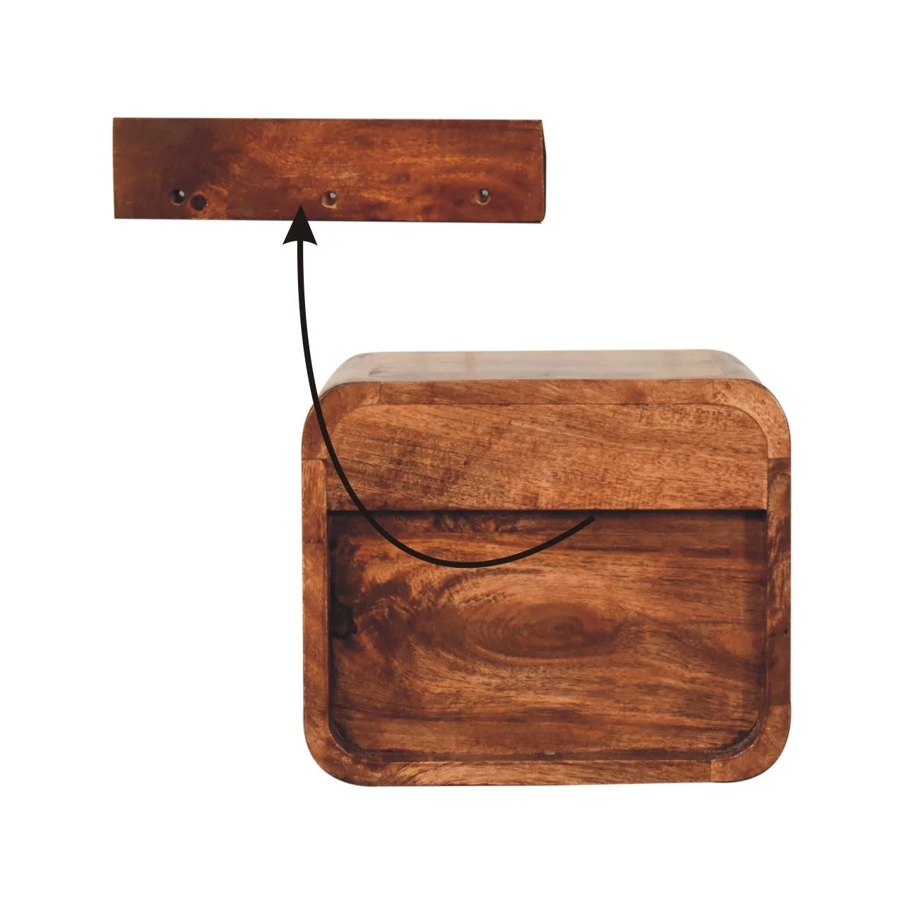 Artisan Furniture Mini Honig-Karamell wandmontierter Nachttisch mit offenem Fach, 1 Schublade - Image 11