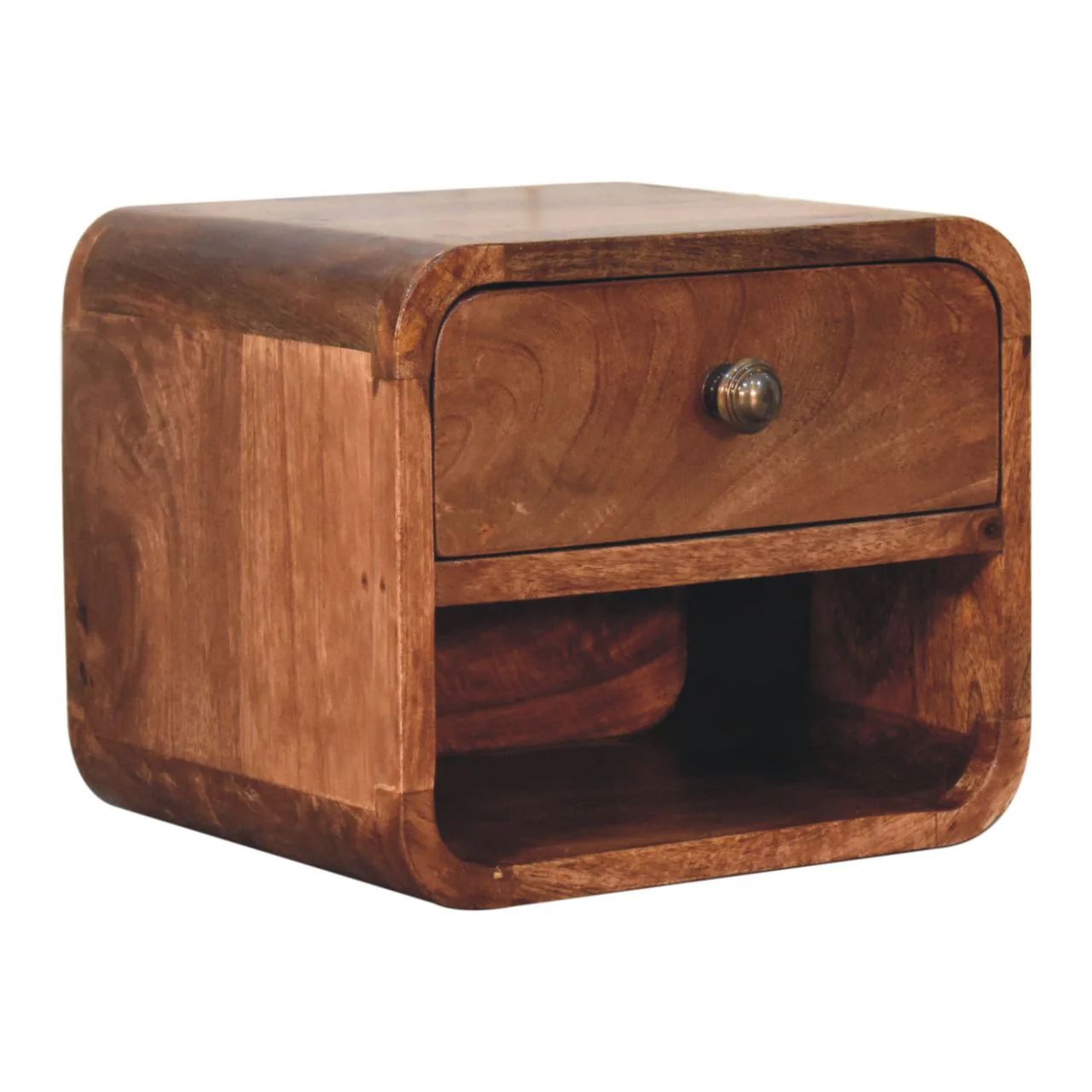 Artisan Furniture Mini Honig-Karamell wandmontierter Nachttisch mit offenem Fach, 1 Schublade - Image 5