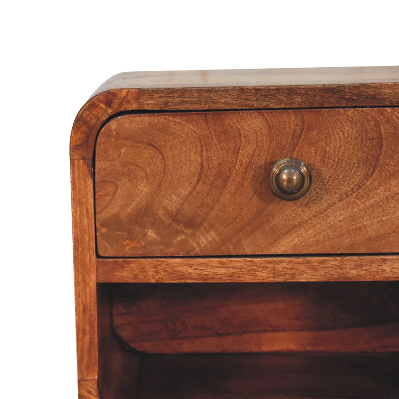 Artisan Furniture Mini Honig-Karamell wandmontierter Nachttisch mit offenem Fach, 1 Schublade - Image 6