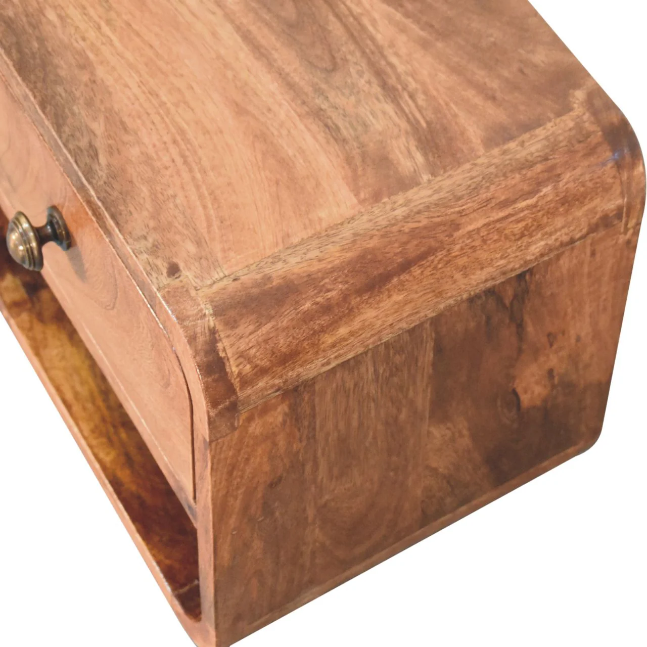 Artisan Furniture Mini Honig-Karamell wandmontierter Nachttisch mit offenem Fach, 1 Schublade - Image 7
