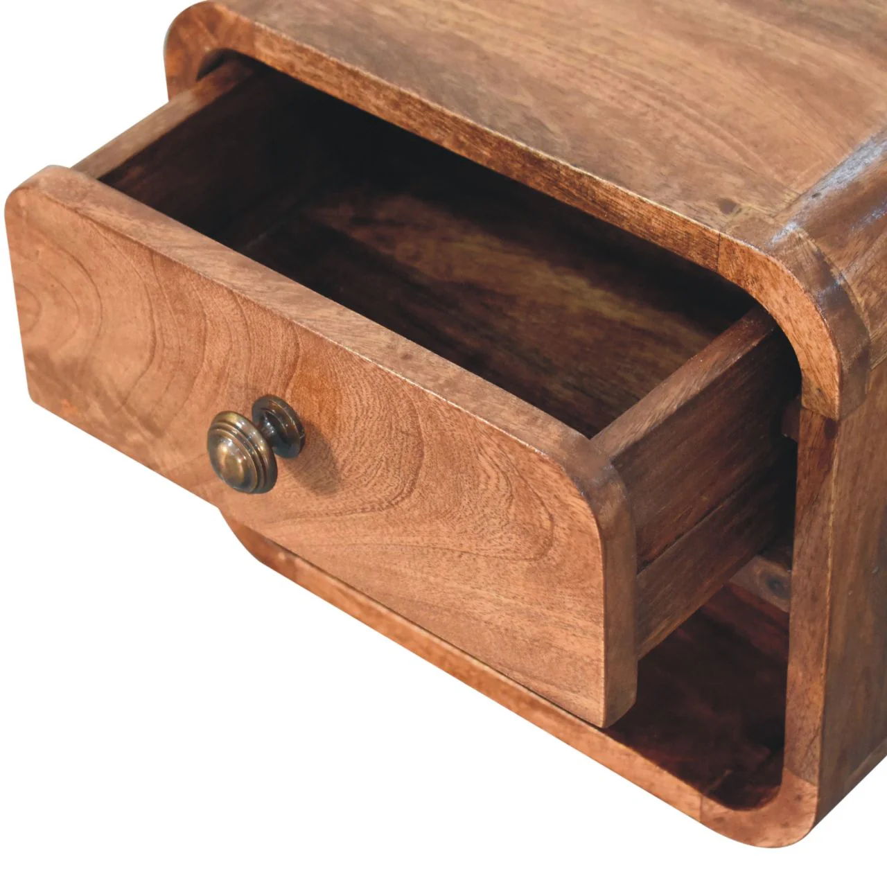 Artisan Furniture Mini Honig-Karamell wandmontierter Nachttisch mit offenem Fach, 1 Schublade - Image 8