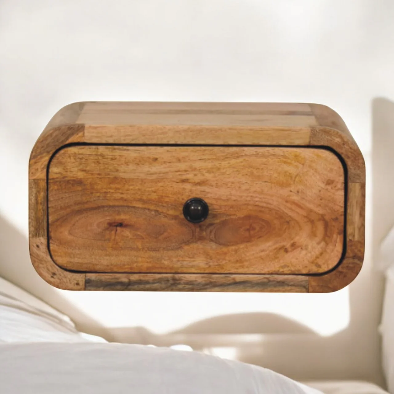 Artisan Möbel Avora Mini Wand-Nachttisch aus Eichenoptik mit 1 Schublade, Braun - Image 2