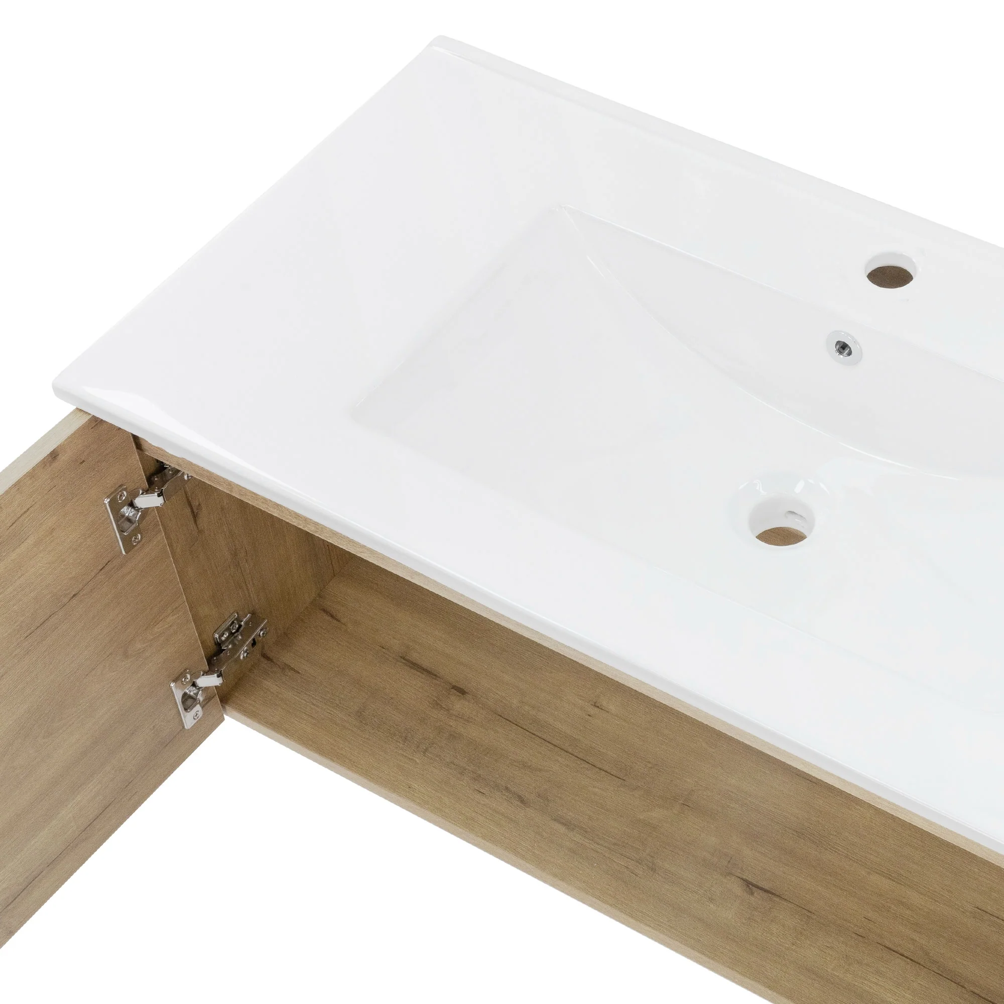 Badmöbel-Set 2-teilig, Roteiche, Unterschrank 89x45x42 cm, MDF, Waschbecken 91 cm - Image 4