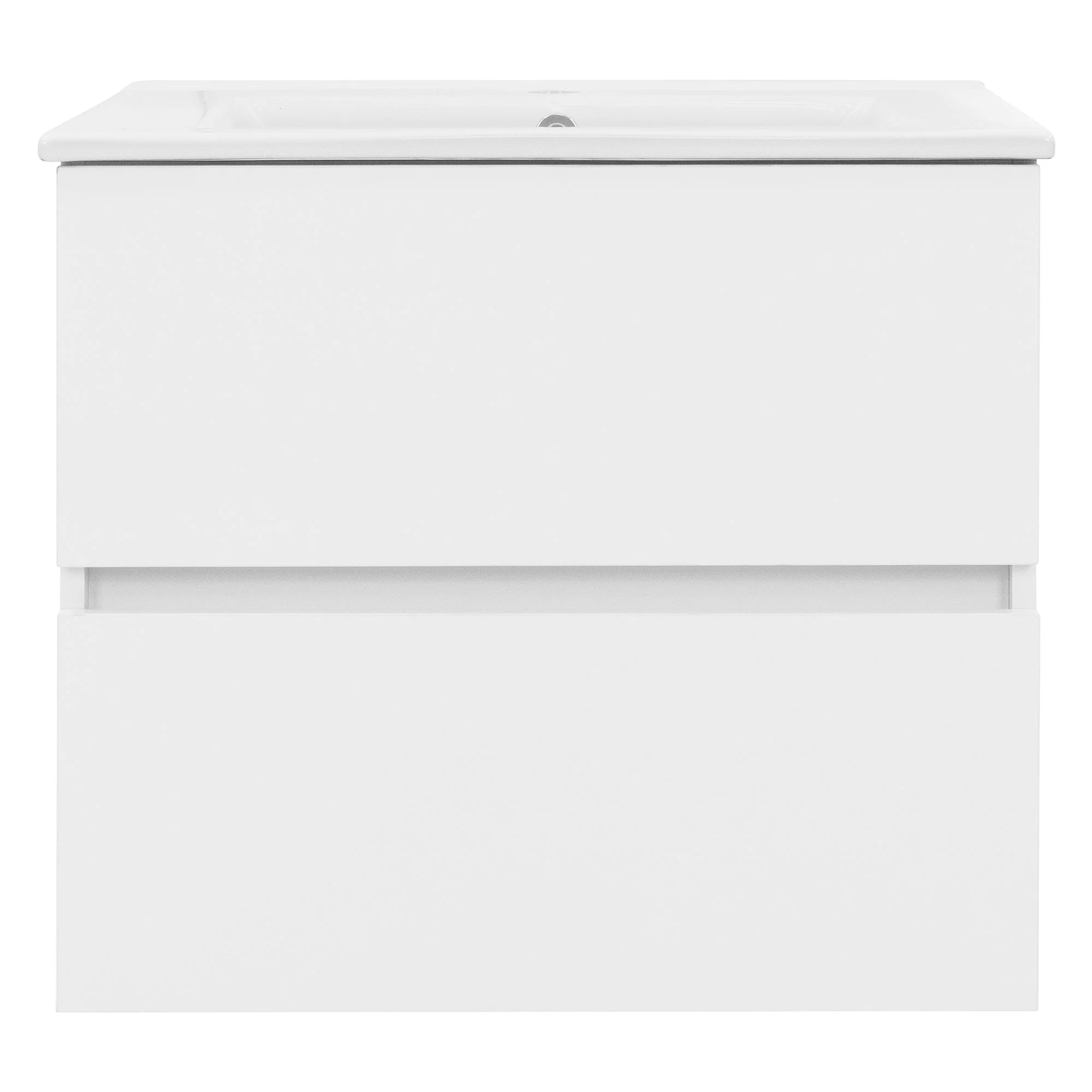 Badmöbel-Set 2-teilig, Weiß, Unterschrank 60x46,5x53,5 cm, MDF, Waschbecken 61cm - Image 2