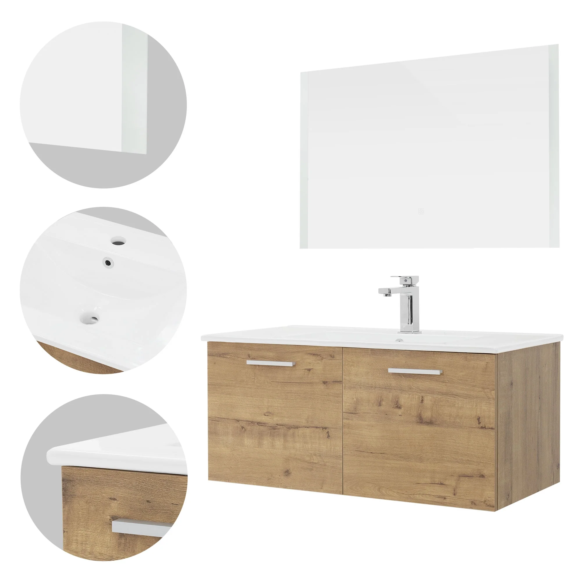 Badmöbel Set 3-Teilig Roteiche aus MDF ML-Design - Image 3