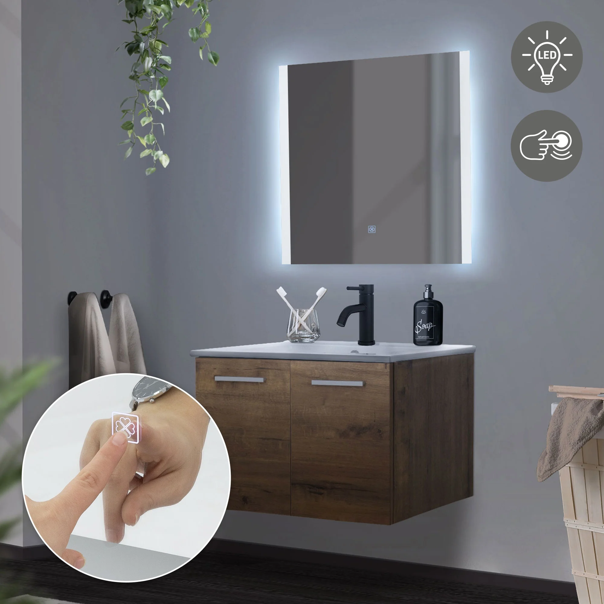 Badmöbel Set 3-Teilig Roteiche aus MDF ML-Design - Image 6