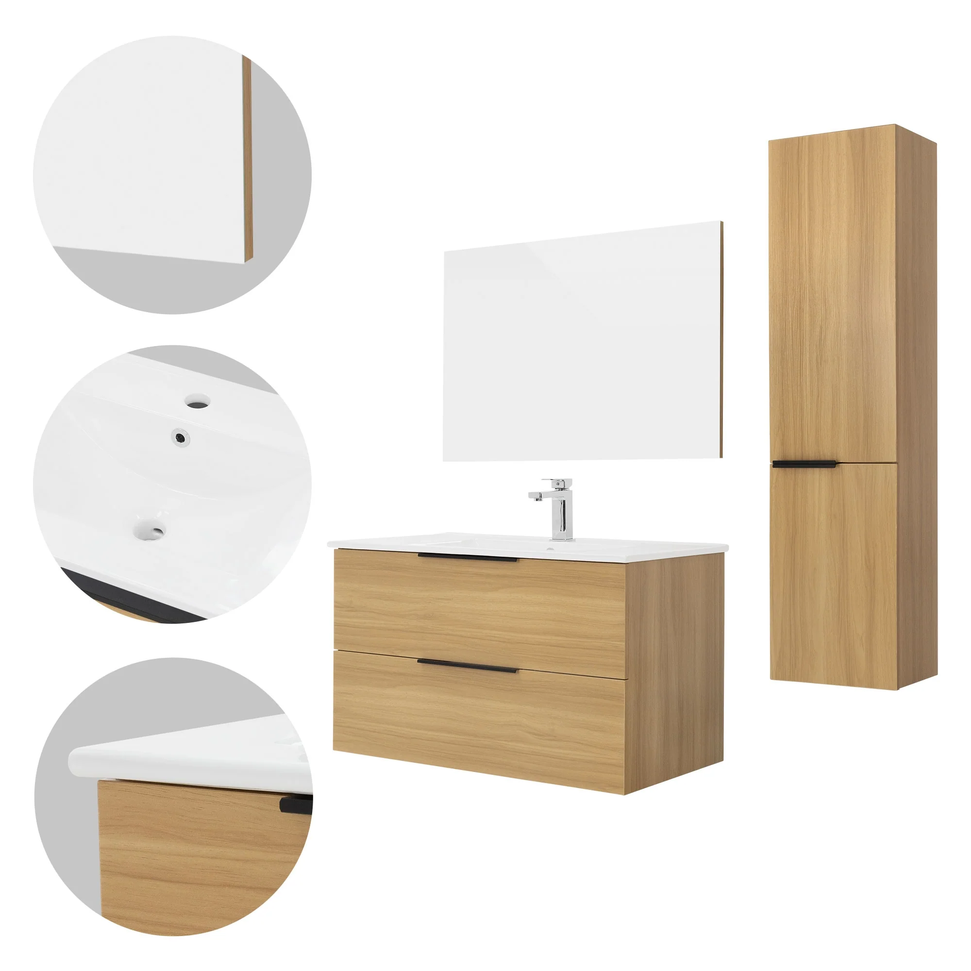 Badmöbel Set 4-Teilig Braun aus MDF ML-Design - Image 3