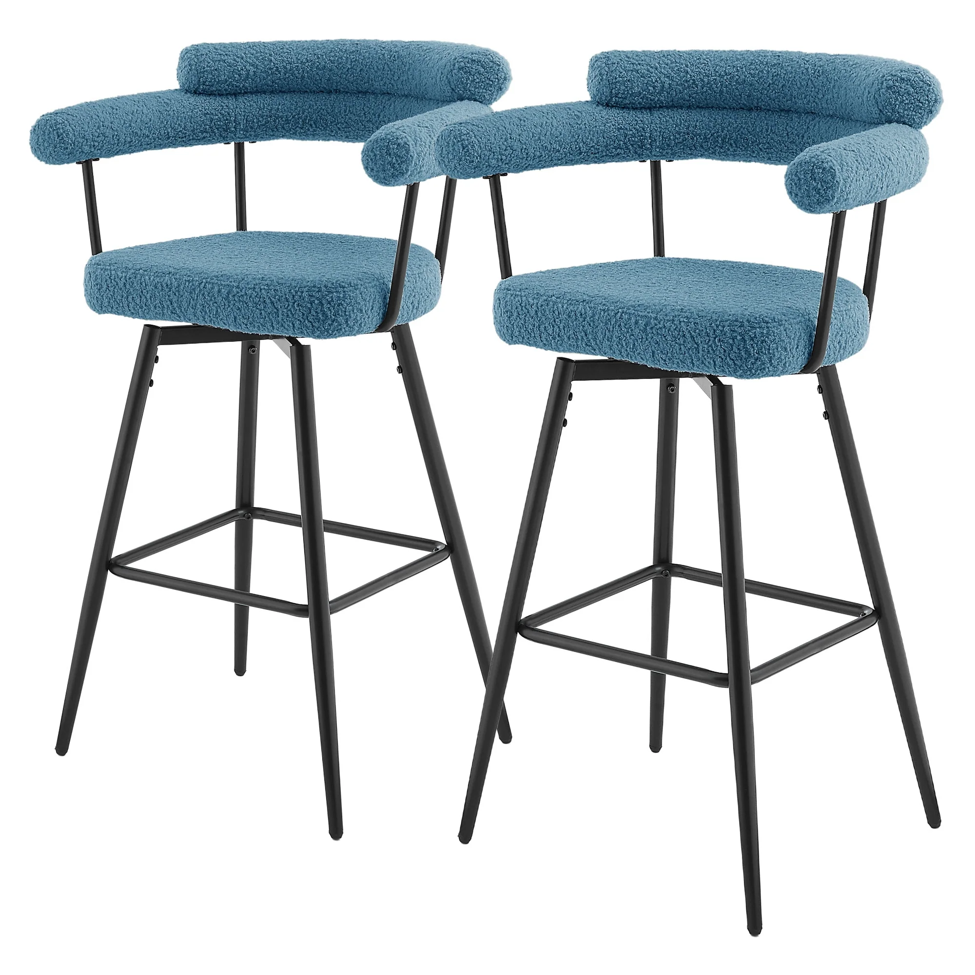 Barhocker mit Arm- und Rückenlehne, Teddy-Stoff, H:76cm, 360° drehbar, inkl. Fußstütze - Image 10