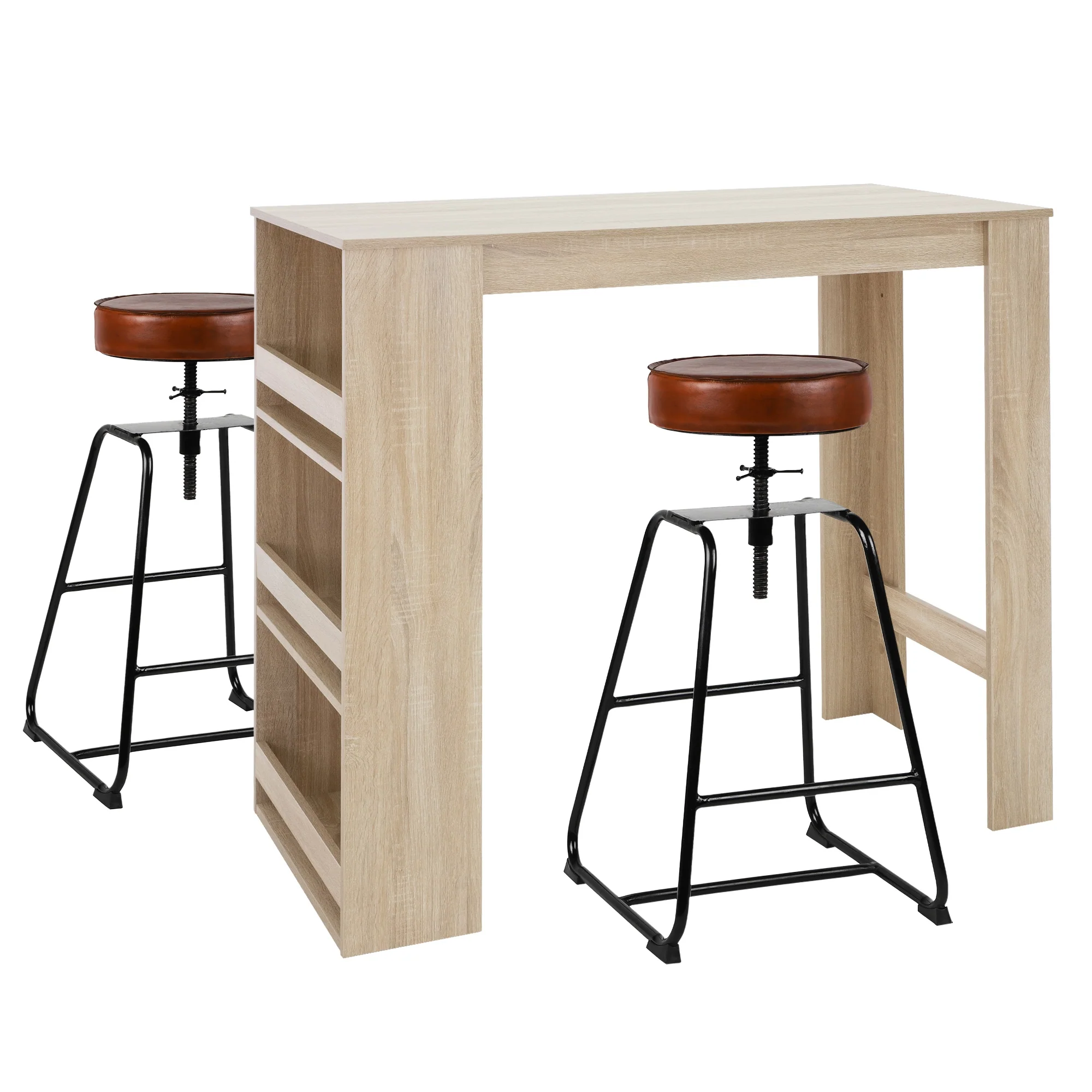 Bartisch Set 117x106x57 cm Sonoma-Eiche aus Presspan WOMO-Design