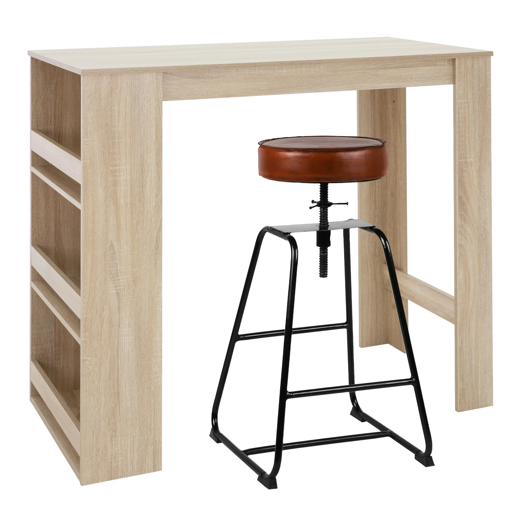 Bartisch Set 117x106x57 cm Sonoma-Eiche aus Presspan WOMO-Design