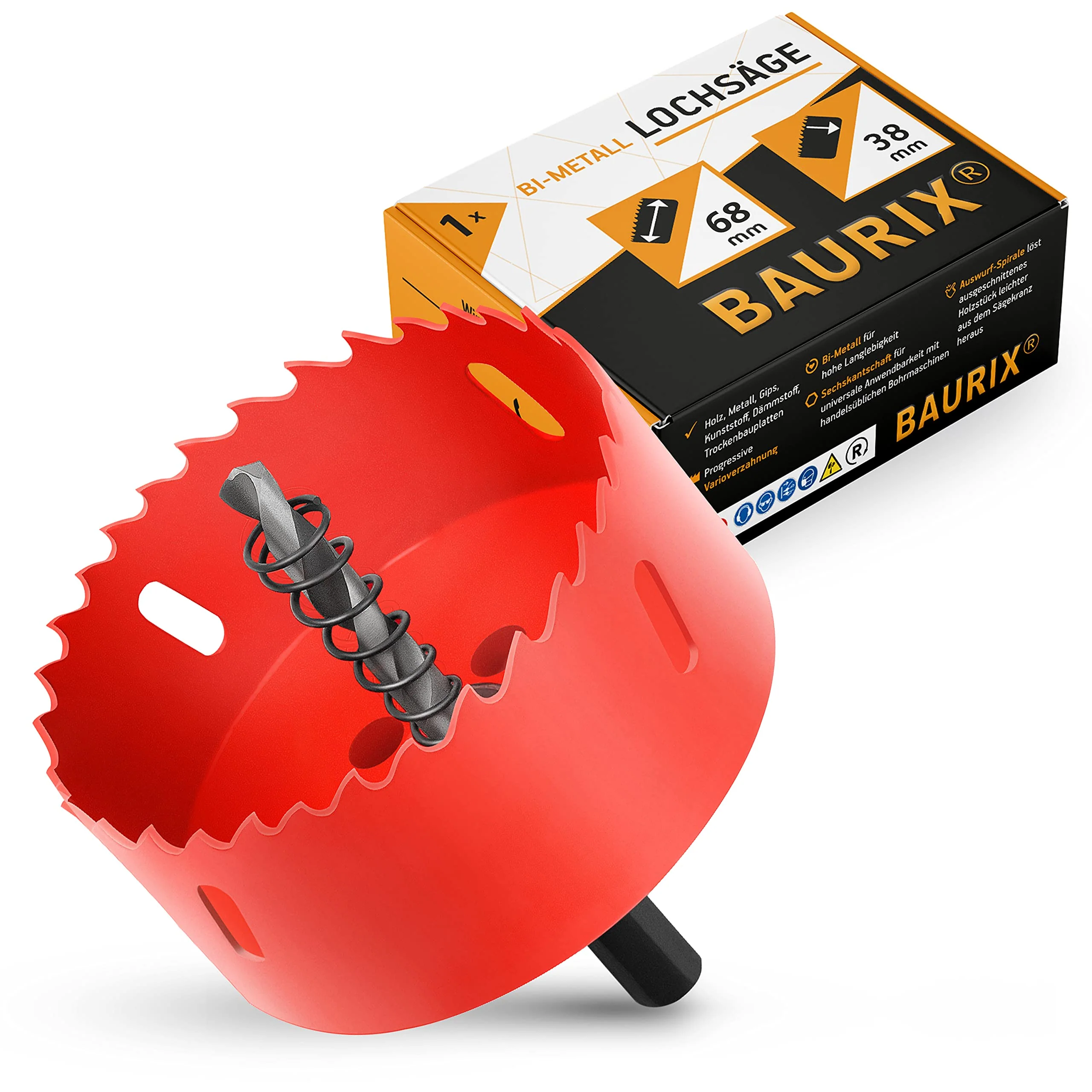 BAURIX® Bi-Metall-Lochsäge [68mm] I Ultimative Bohrkrone für Trockenbau, Holz, Steckdose I - Image 2