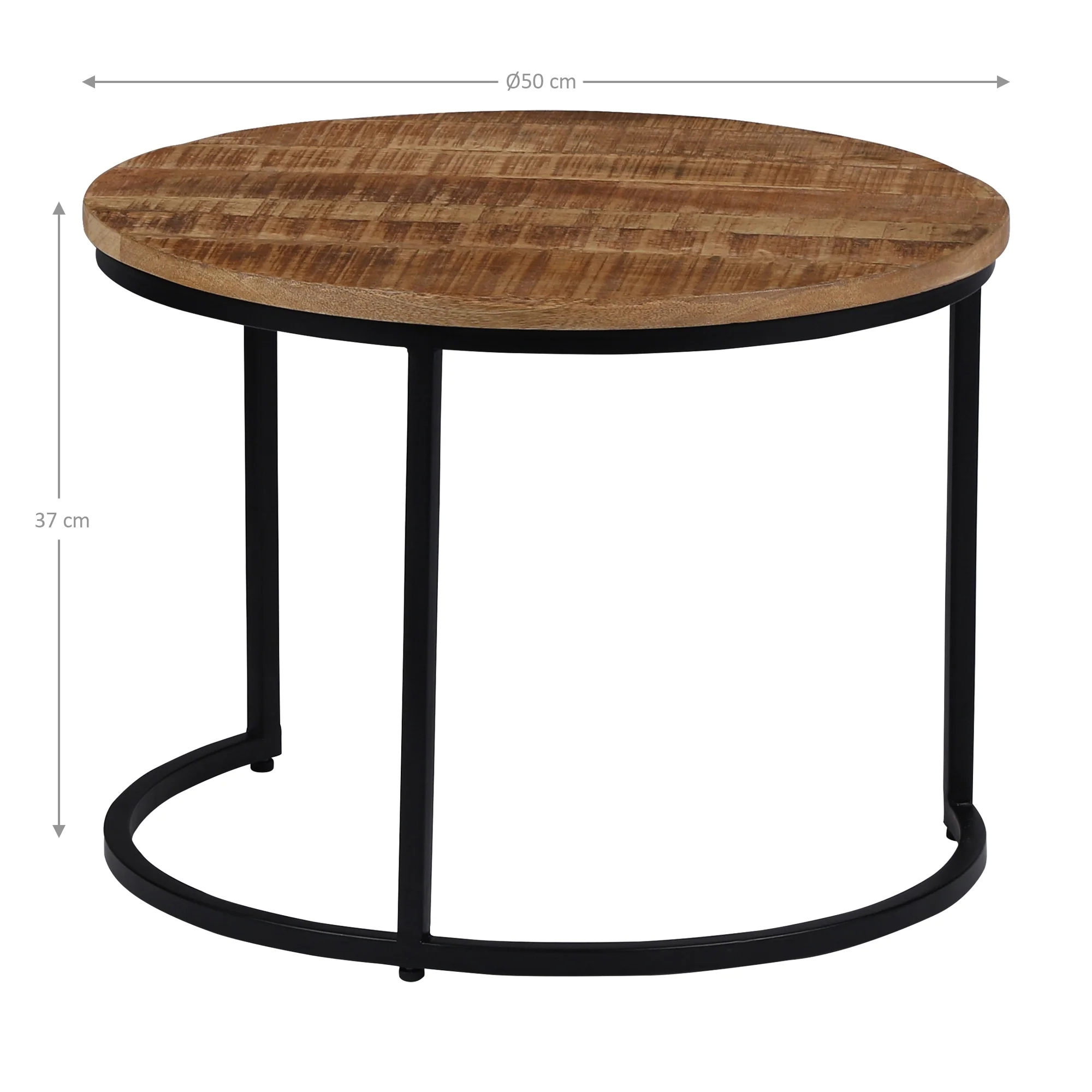 Beistelltisch 3er Set Ø 67/50/35 cm Natur/Schwarz aus Mangoholz und Metall - Image 6