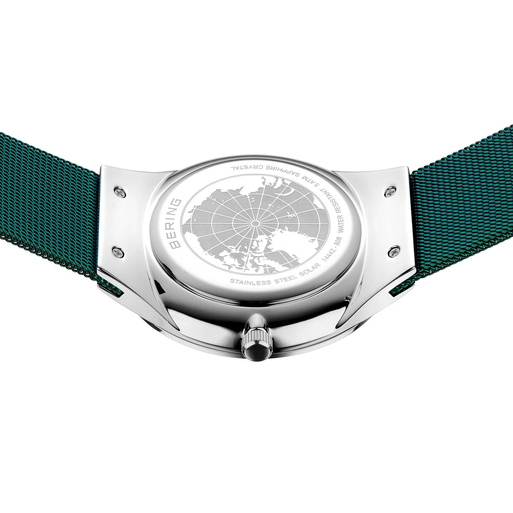 Bering Herren Uhr Armbanduhr Edelstahl grün 14442-808 Solar - Image 3
