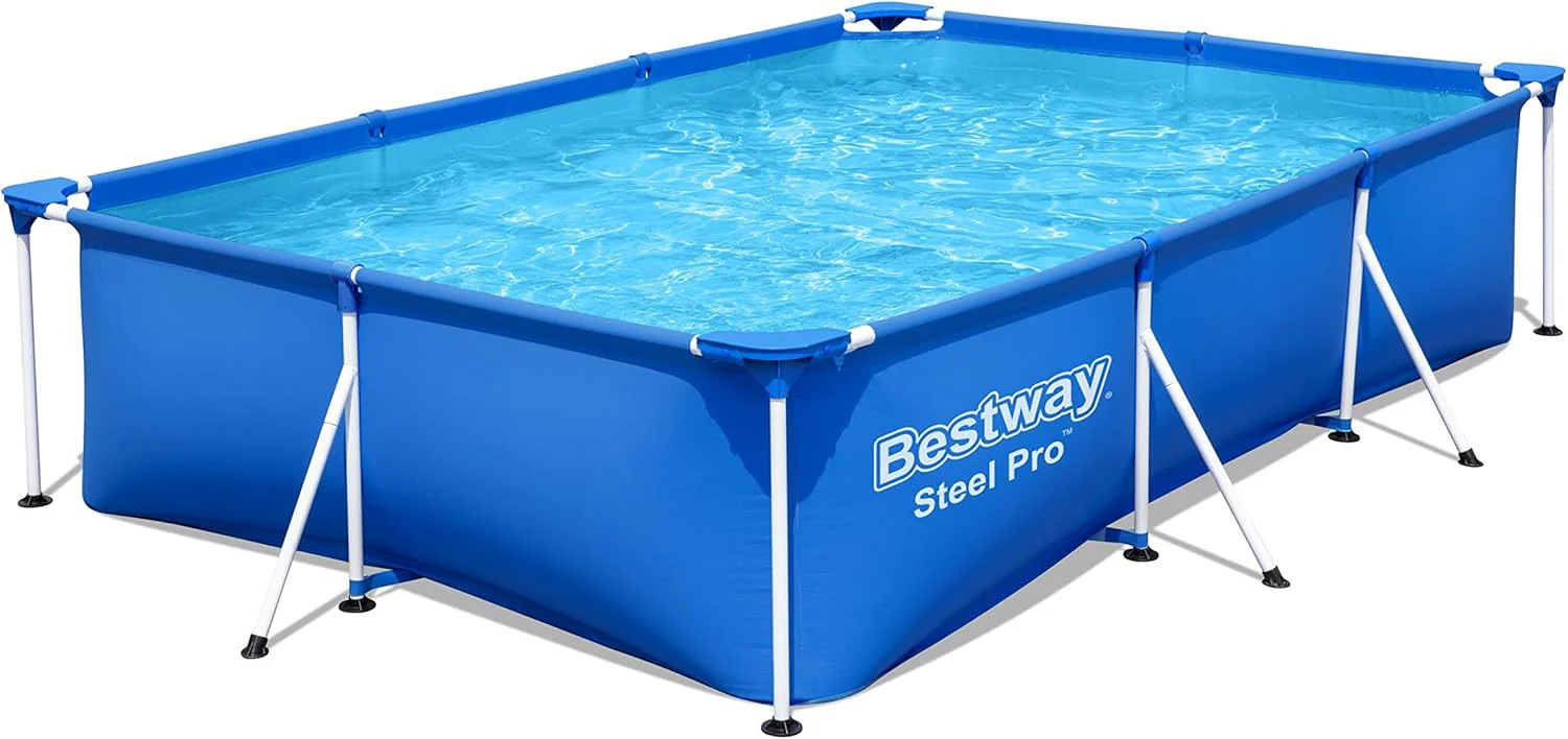 Bestway Steel Pro Frame Pool | Rechteckiger Gartenpool 300x201x66 cm | Robuster Stahlrahmen, DuraPlu