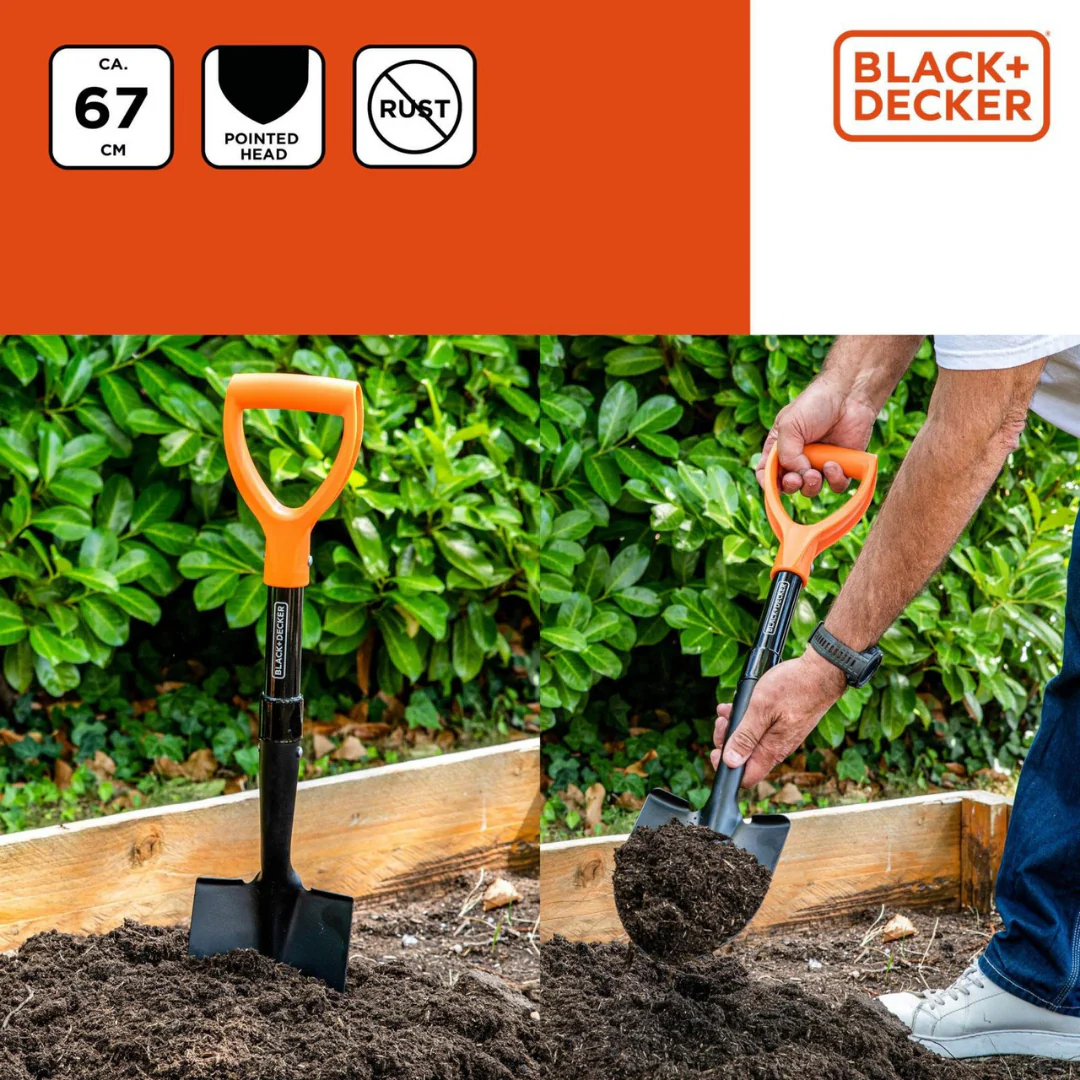 BLACK+DECKER Mini Handgriff Schaufel 67cm Spaten Gartenschaufel Camping Outdoor - Image 4