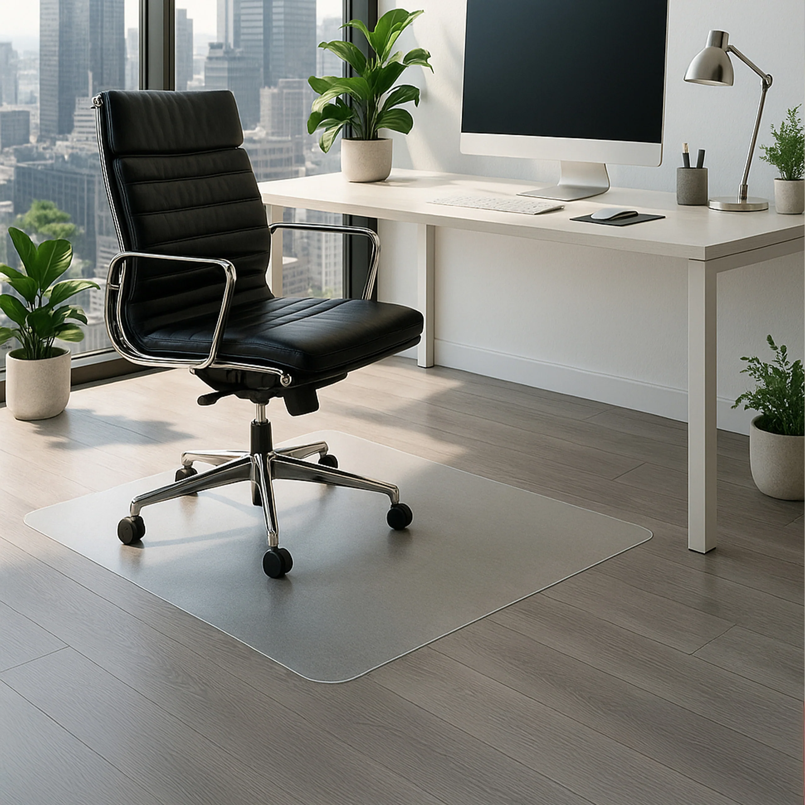 Bodenschutzmatte FORTIFLEX 150 x 116 cm für Hartböden PP/PE milchweiß hjh OFFICE - Image 8