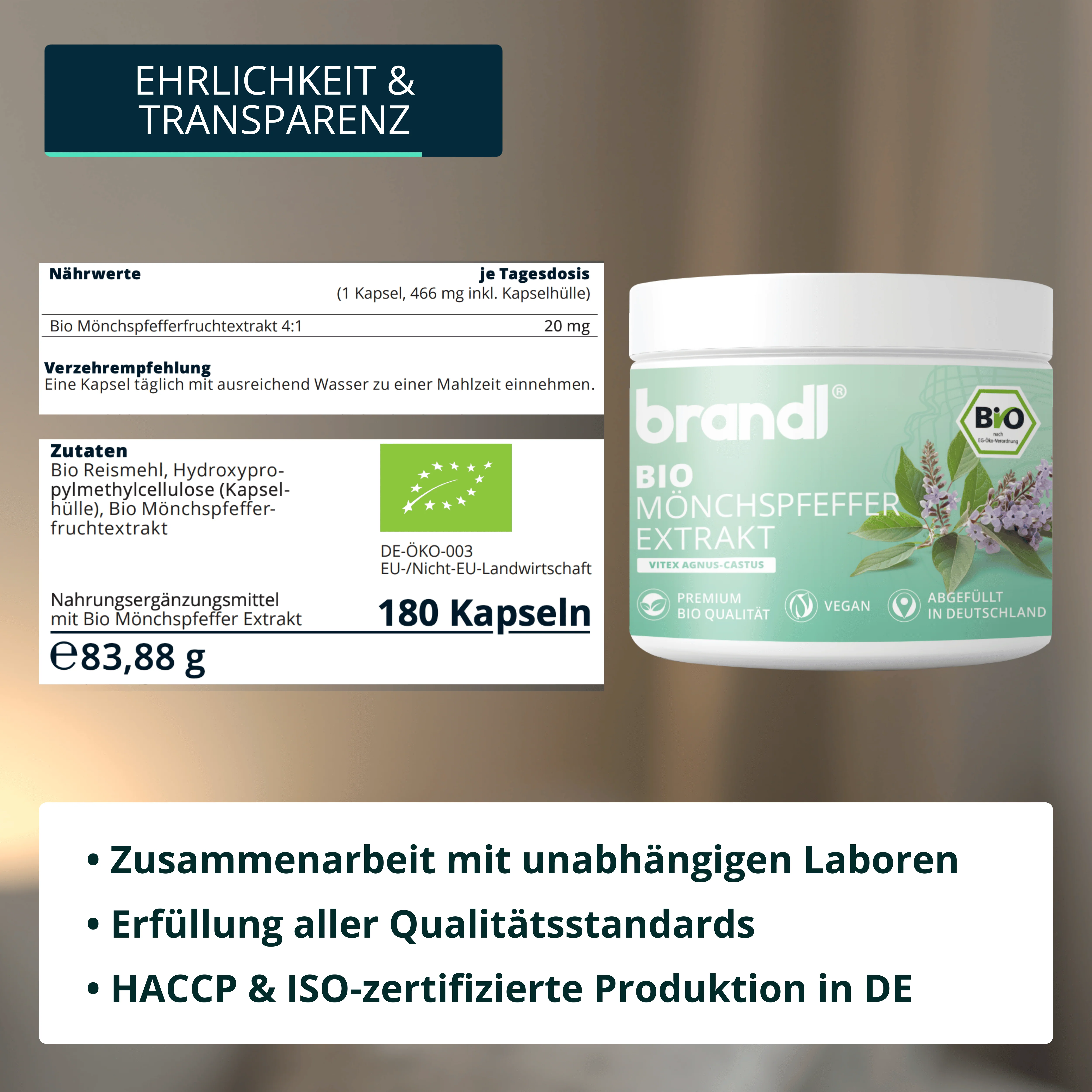 brandl® Premium Bio-Mönchspfeffer-Extrakt (4:1) - 360 Kapseln - Image 7