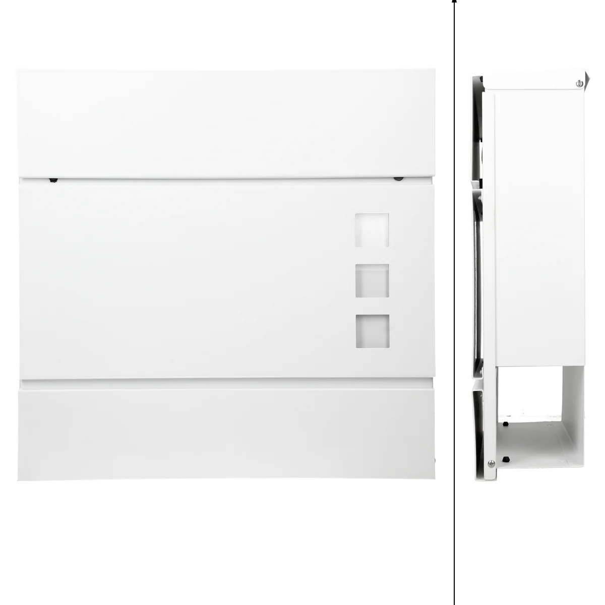 Briefkasten mit Zeitungsfach und Sichtfenster Weiß aus pulverbeschichtetem Stahl - Image 2