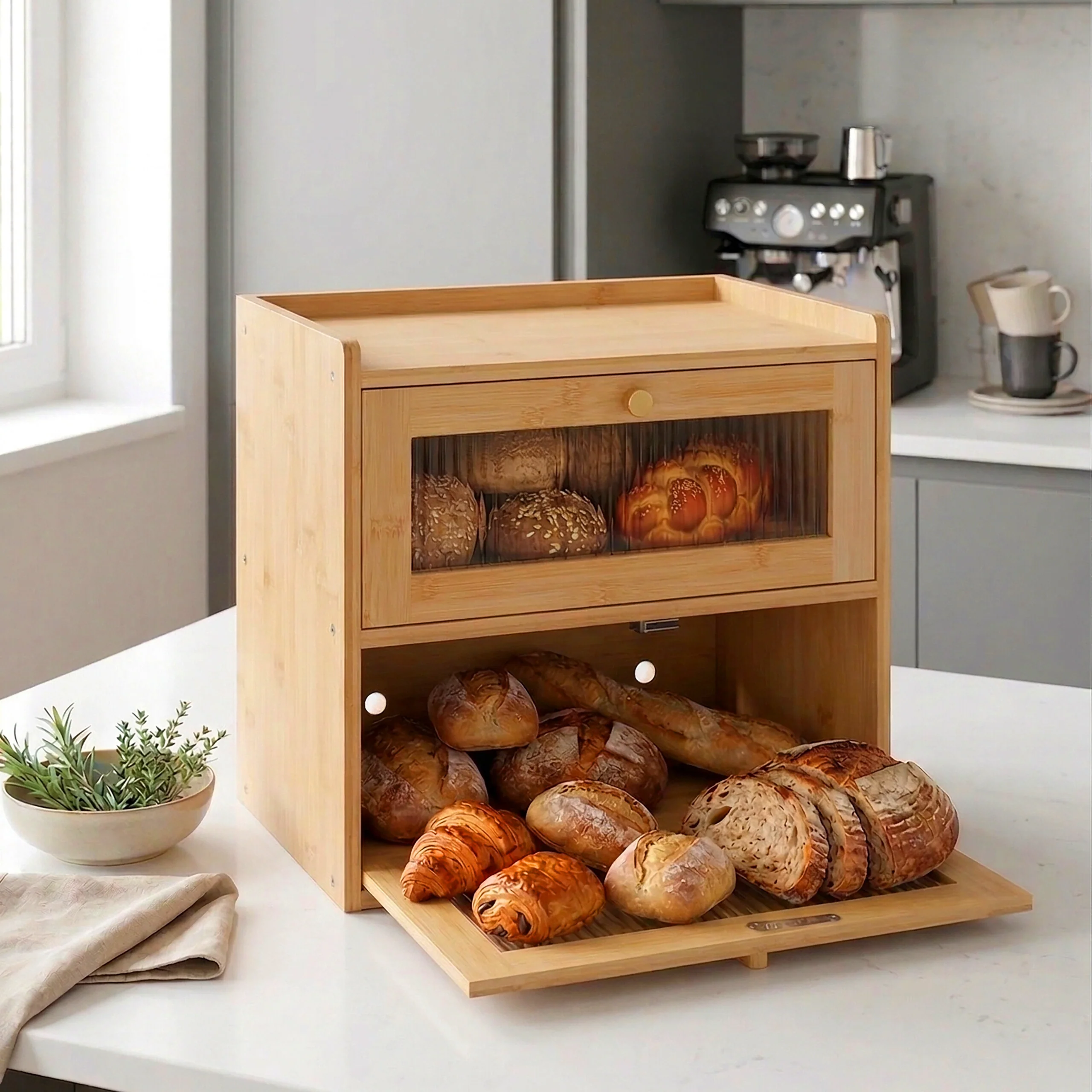 Brotkasten Bambus 2 Etagen Sichtfenster - Image 4