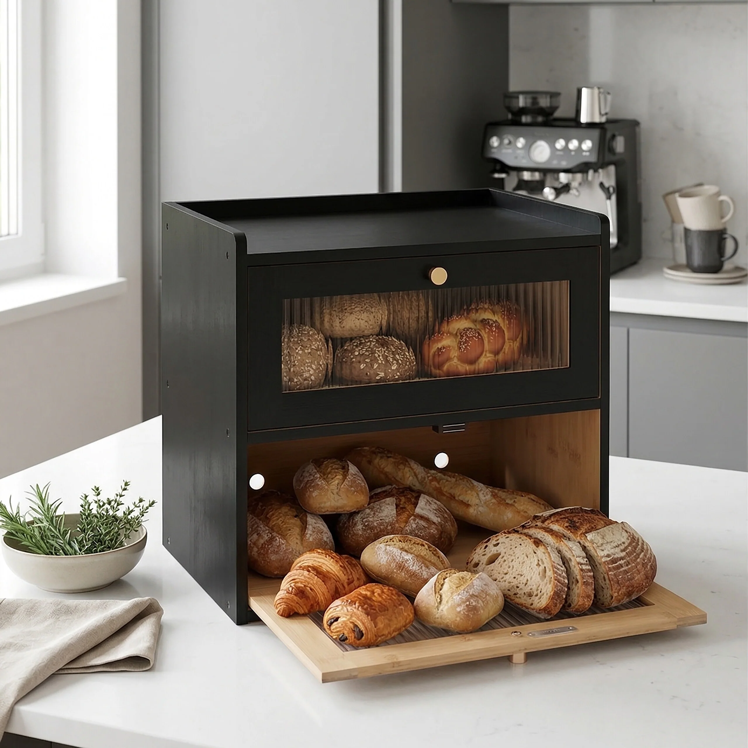 Brotkasten Bambus 2 Etagen Sichtfenster - Image 9