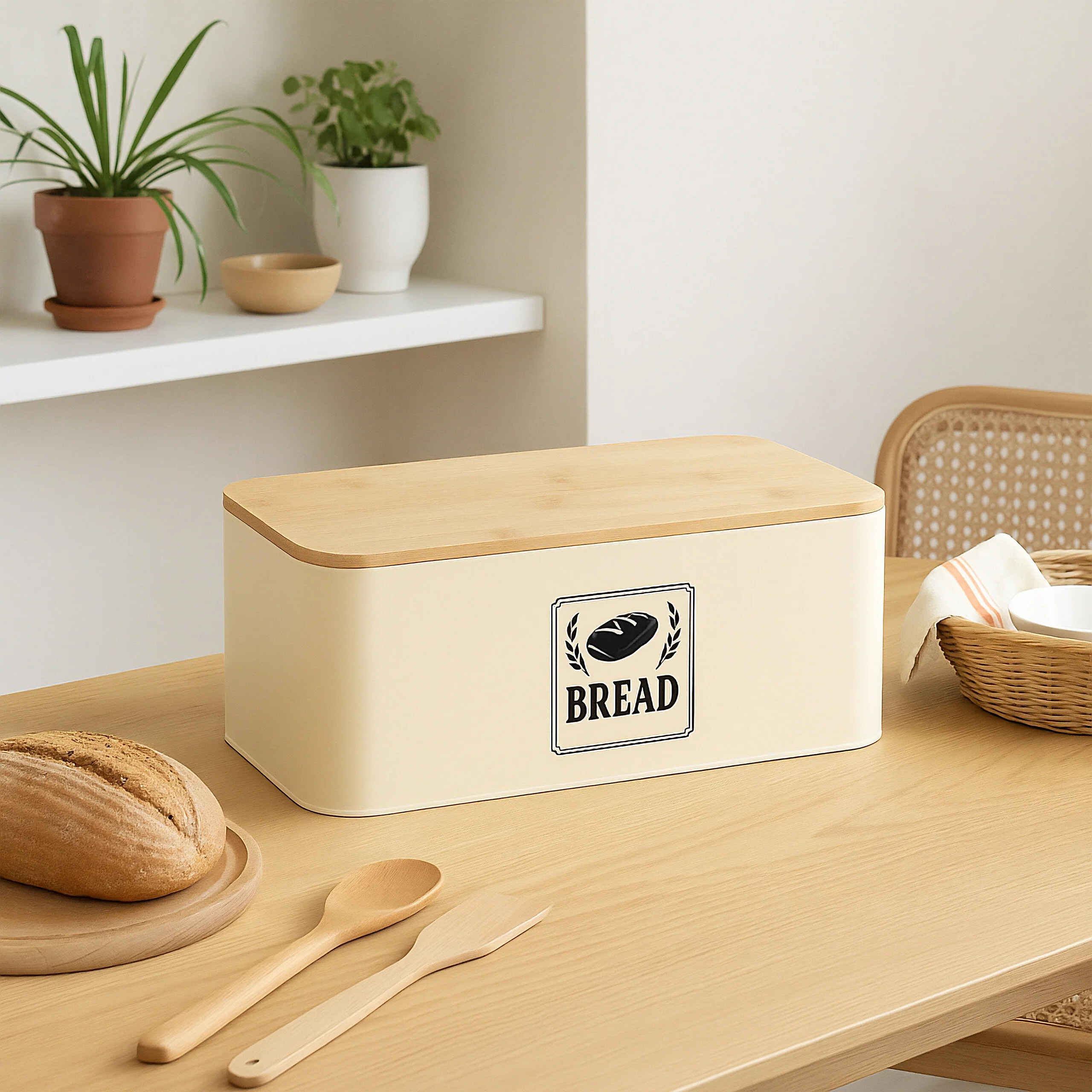 Brotkasten mit Bambusdeckel Retro-Design - Image 11