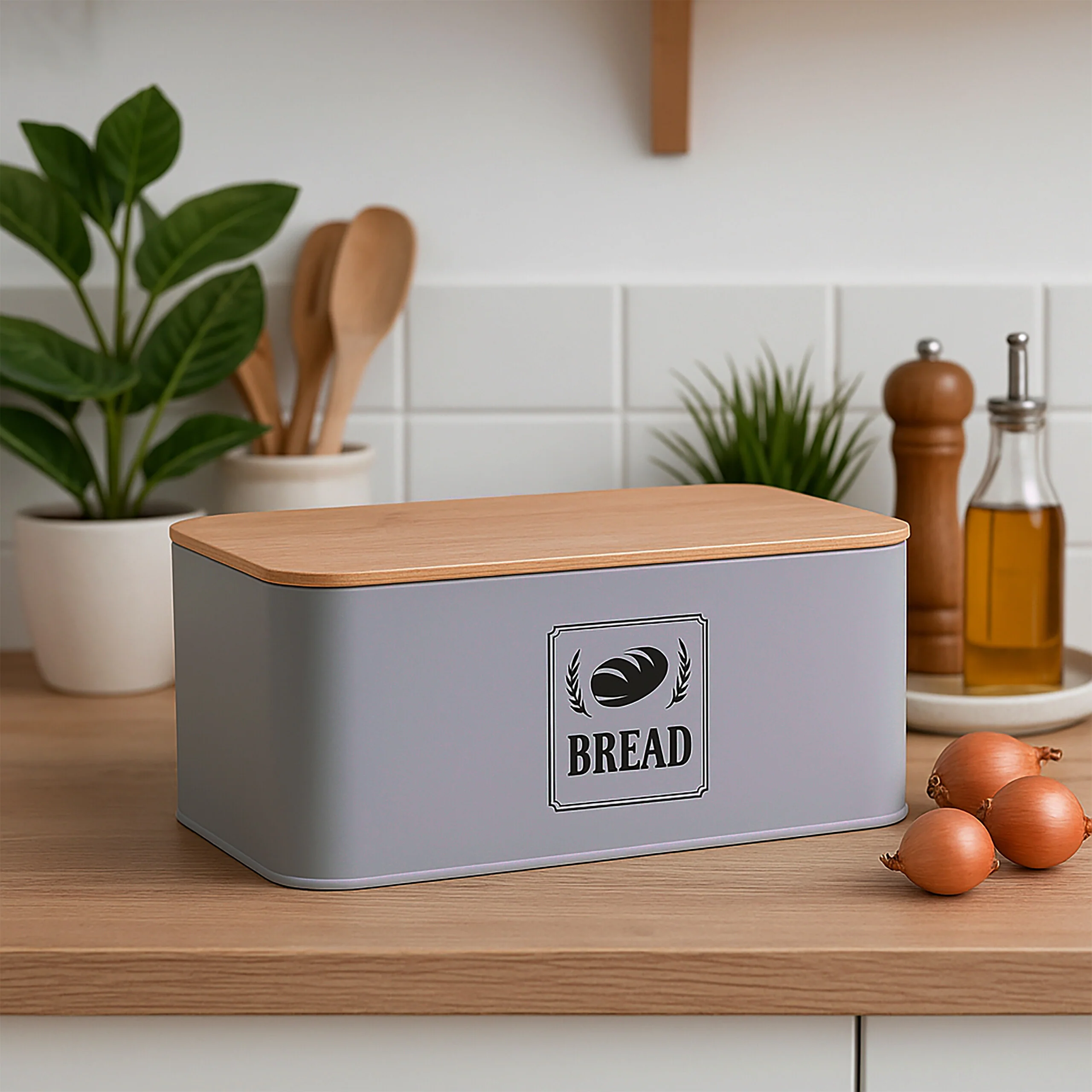 Brotkasten mit Bambusdeckel Retro-Design - Image 16