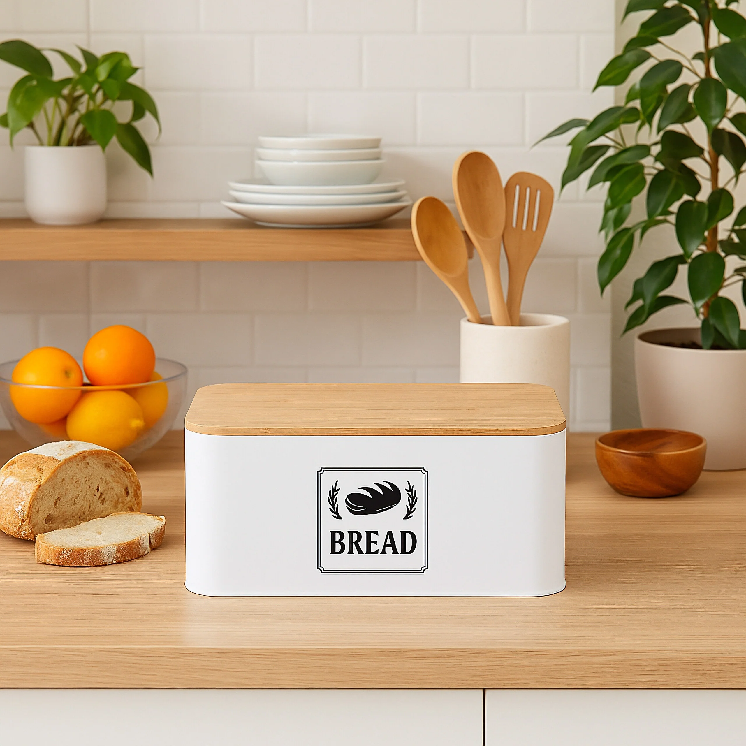 Brotkasten mit Bambusdeckel Retro-Design - Image 26