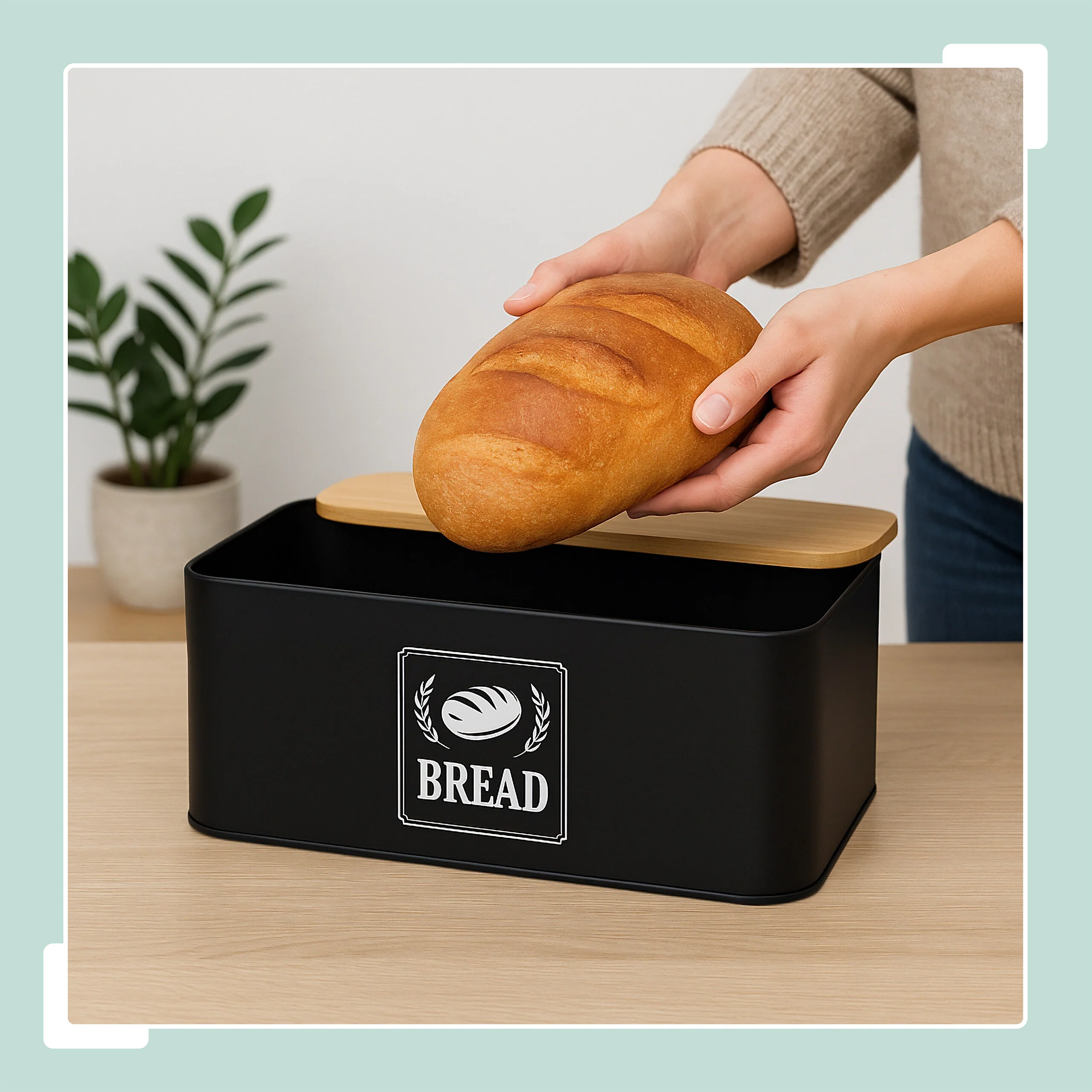 Brotkasten mit Bambusdeckel Retro-Design - Image 7