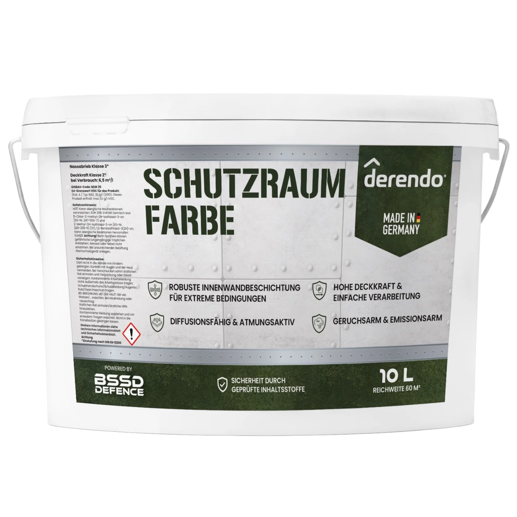 BSSD Defence Schutzraum Wandfarbe Weiß – 10 Liter