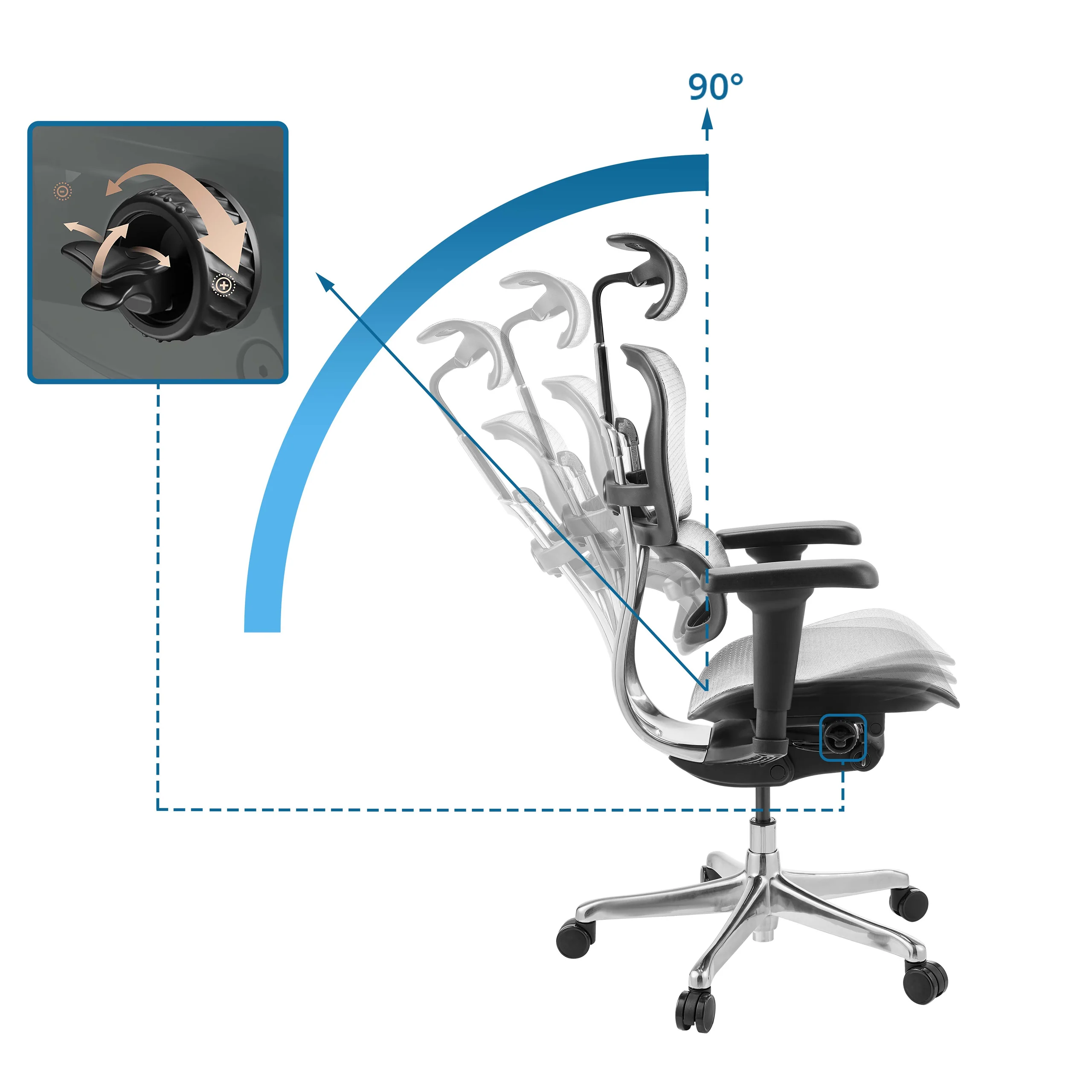 Bürostuhl / Chefsessel ERGOHUMAN ULTRA GEN2 Netzstoff blau hjh OFFICE - Image 25