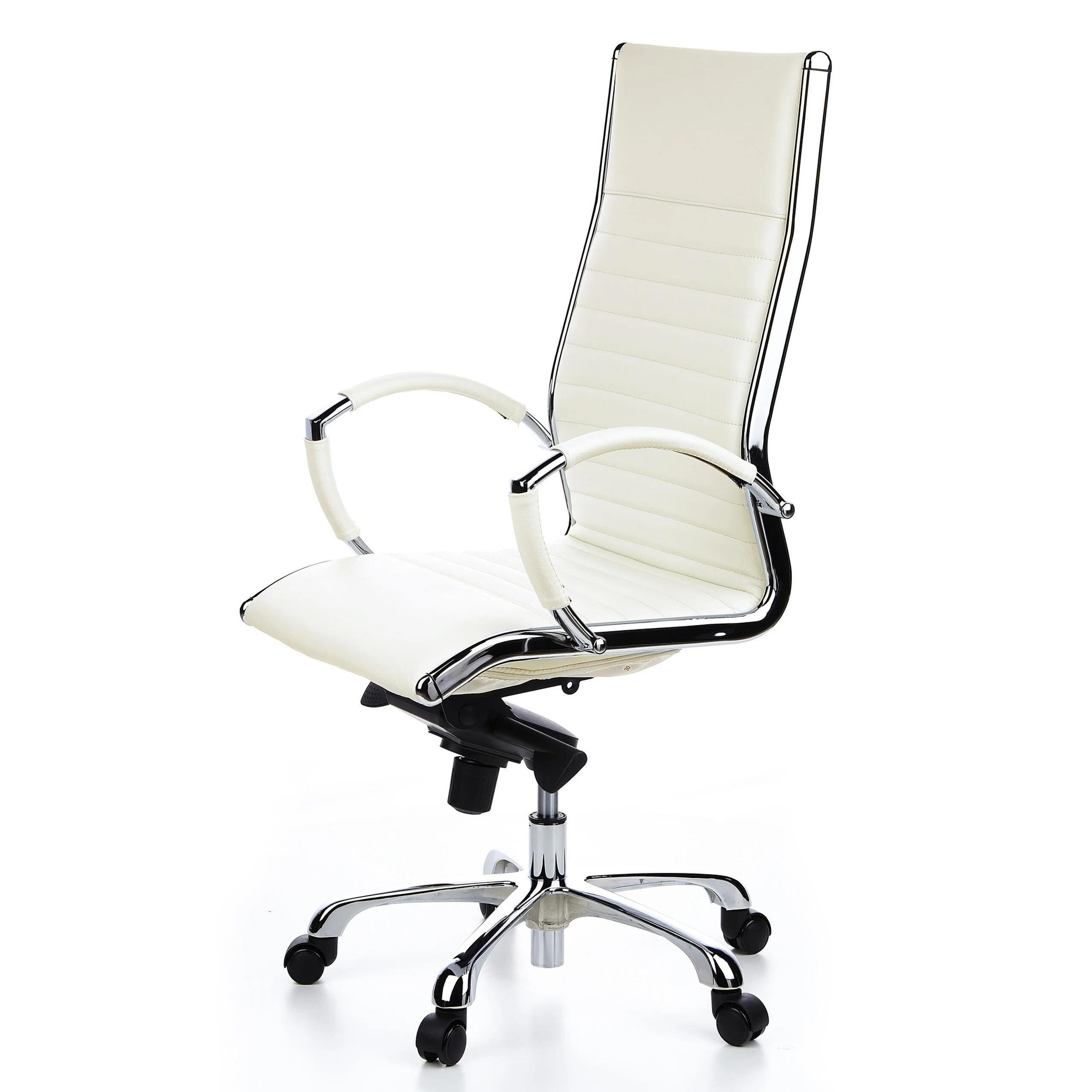 Bürostuhl / Chefsessel PARMA 20 Leder weiß Chrom hjh OFFICE - Image 7