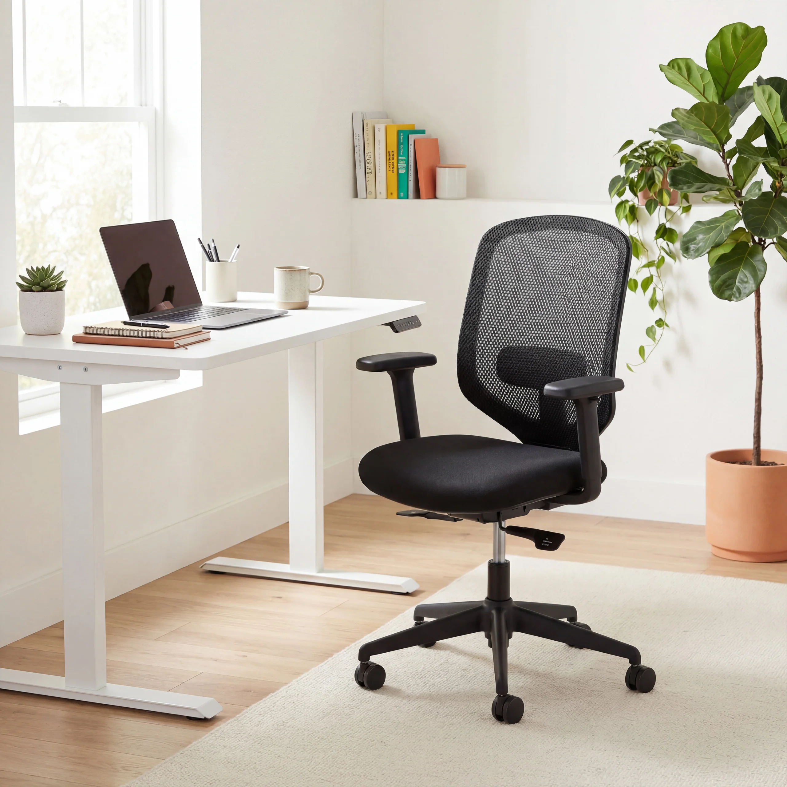 Bürostuhl / Drehstuhl Delvia Stoff / Netzstoff schwarz hjh OFFICE - Image 7