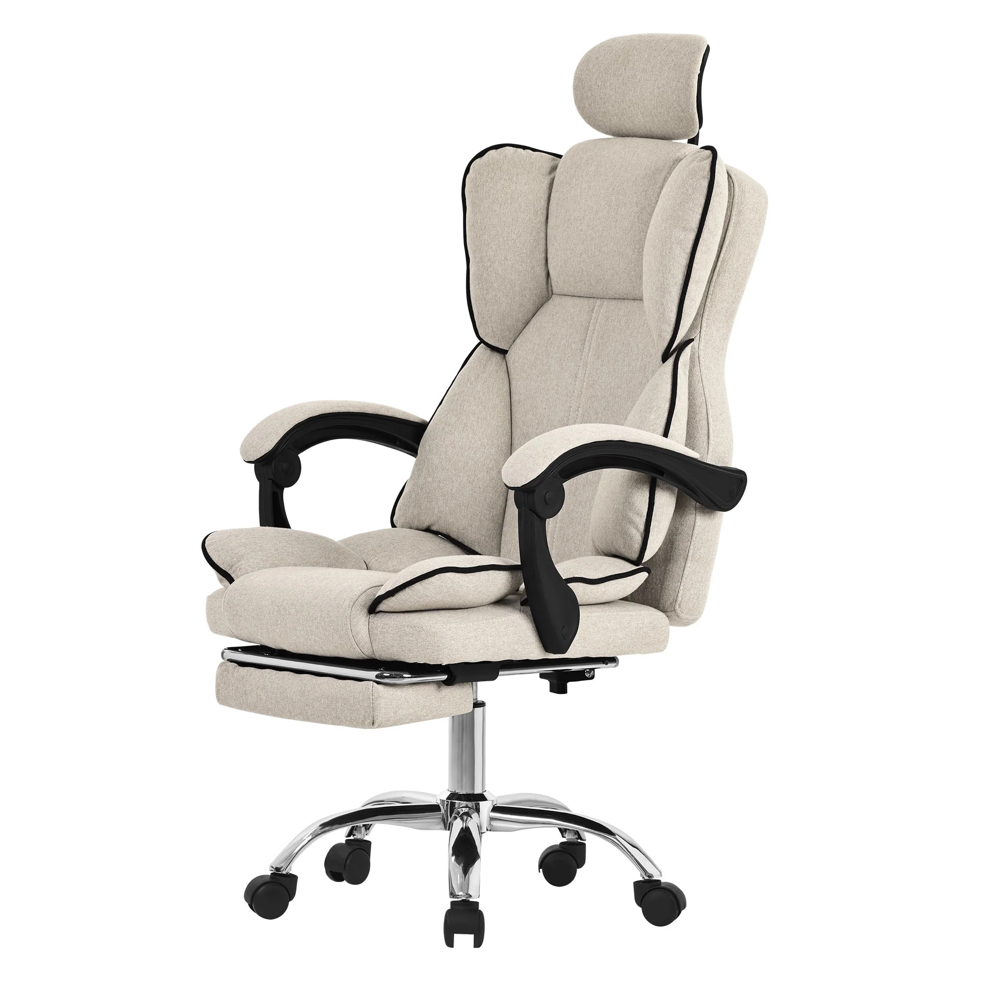 Bürostuhl ergonomisch mit hoher Rückenlehne und Rollen, höhenverstellbar, Wippfunktion
