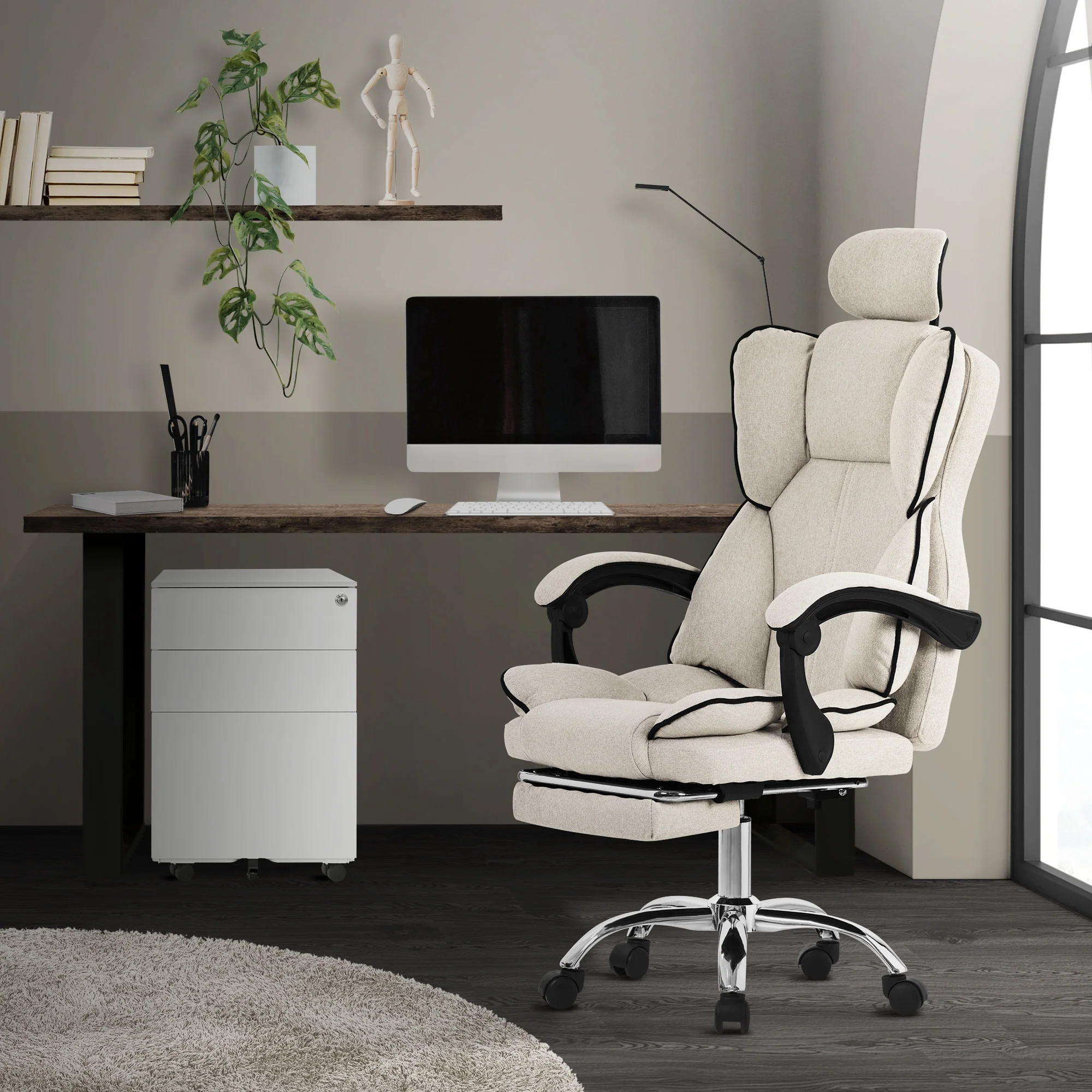 Bürostuhl ergonomisch mit hoher Rückenlehne und Rollen, höhenverstellbar, Wippfunktion - Image 10
