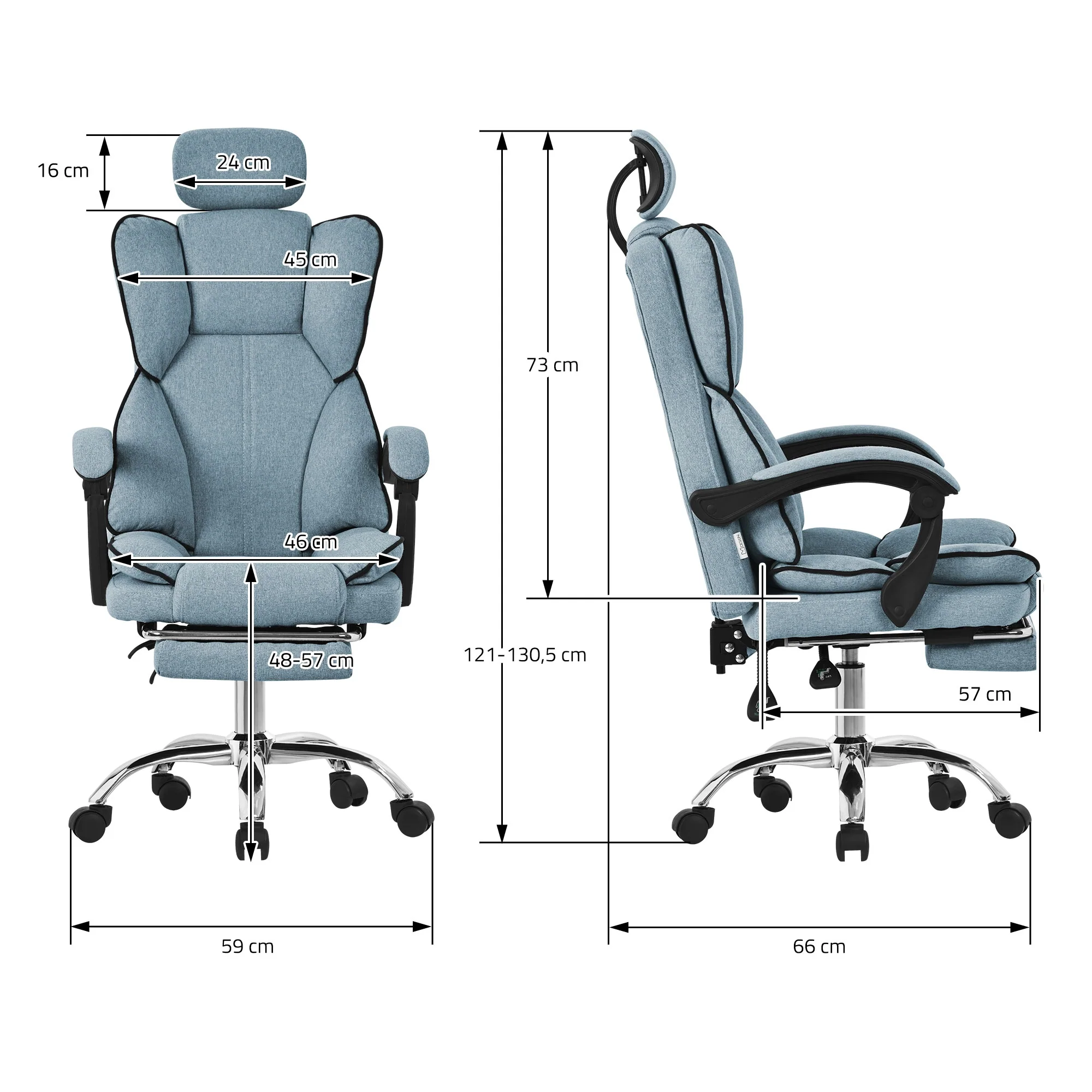 Bürostuhl ergonomisch mit hoher Rückenlehne und Rollen, höhenverstellbar, Wippfunktion - Image 15