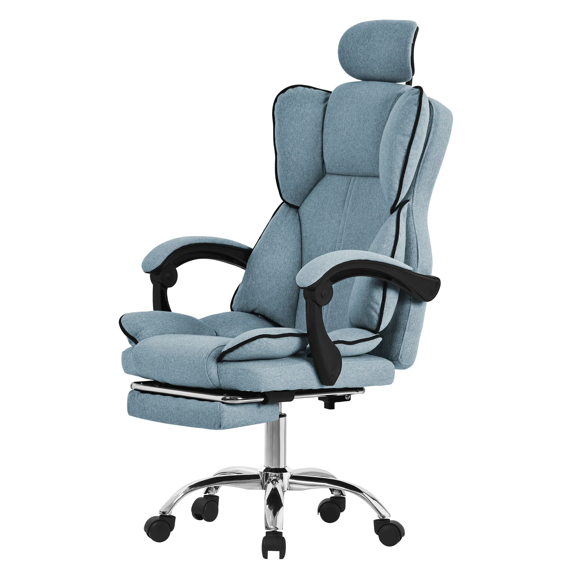 Bürostuhl ergonomisch mit hoher Rückenlehne und Rollen, höhenverstellbar, Wippfunktion - Image 2