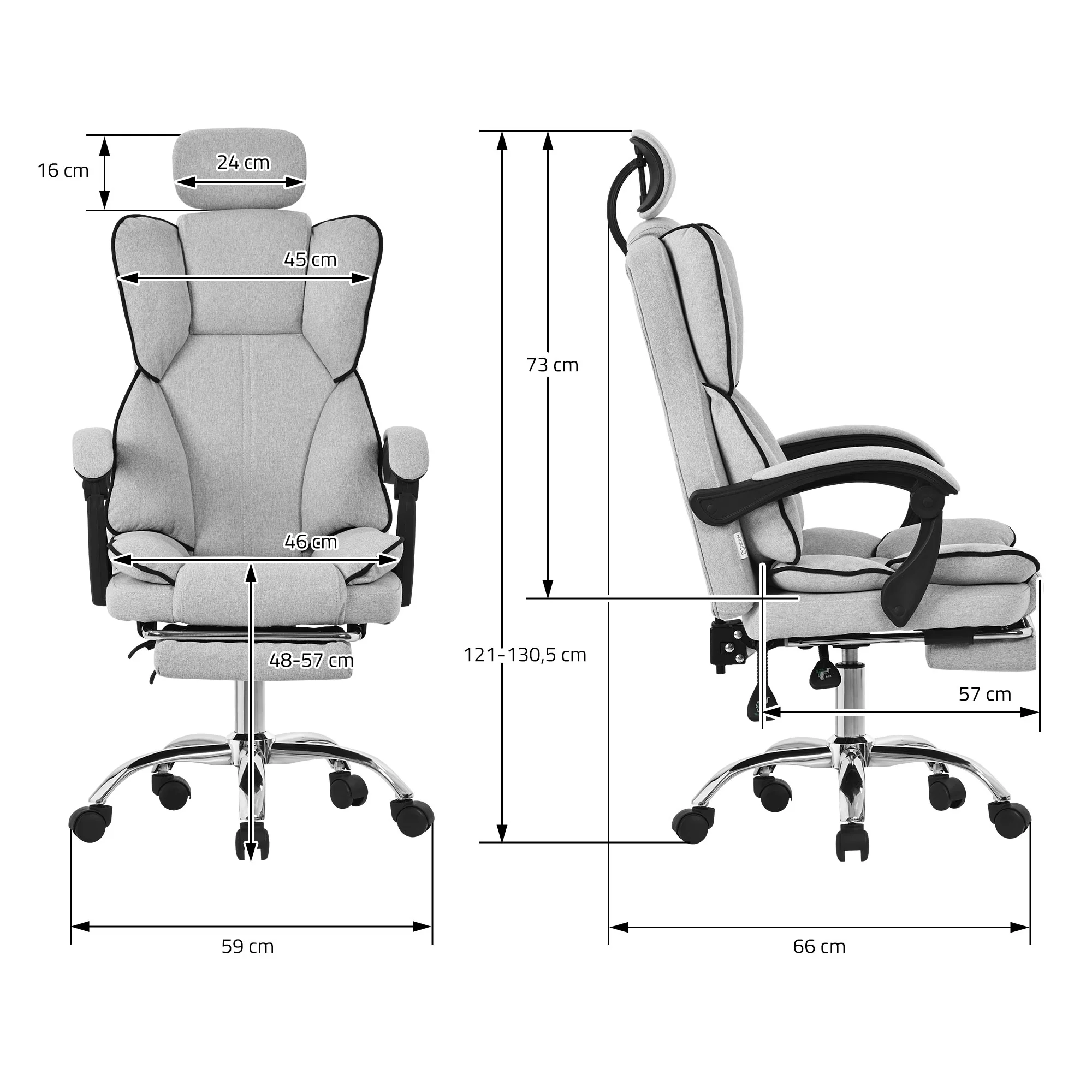 Bürostuhl ergonomisch mit hoher Rückenlehne und Rollen, höhenverstellbar, Wippfunktion - Image 22