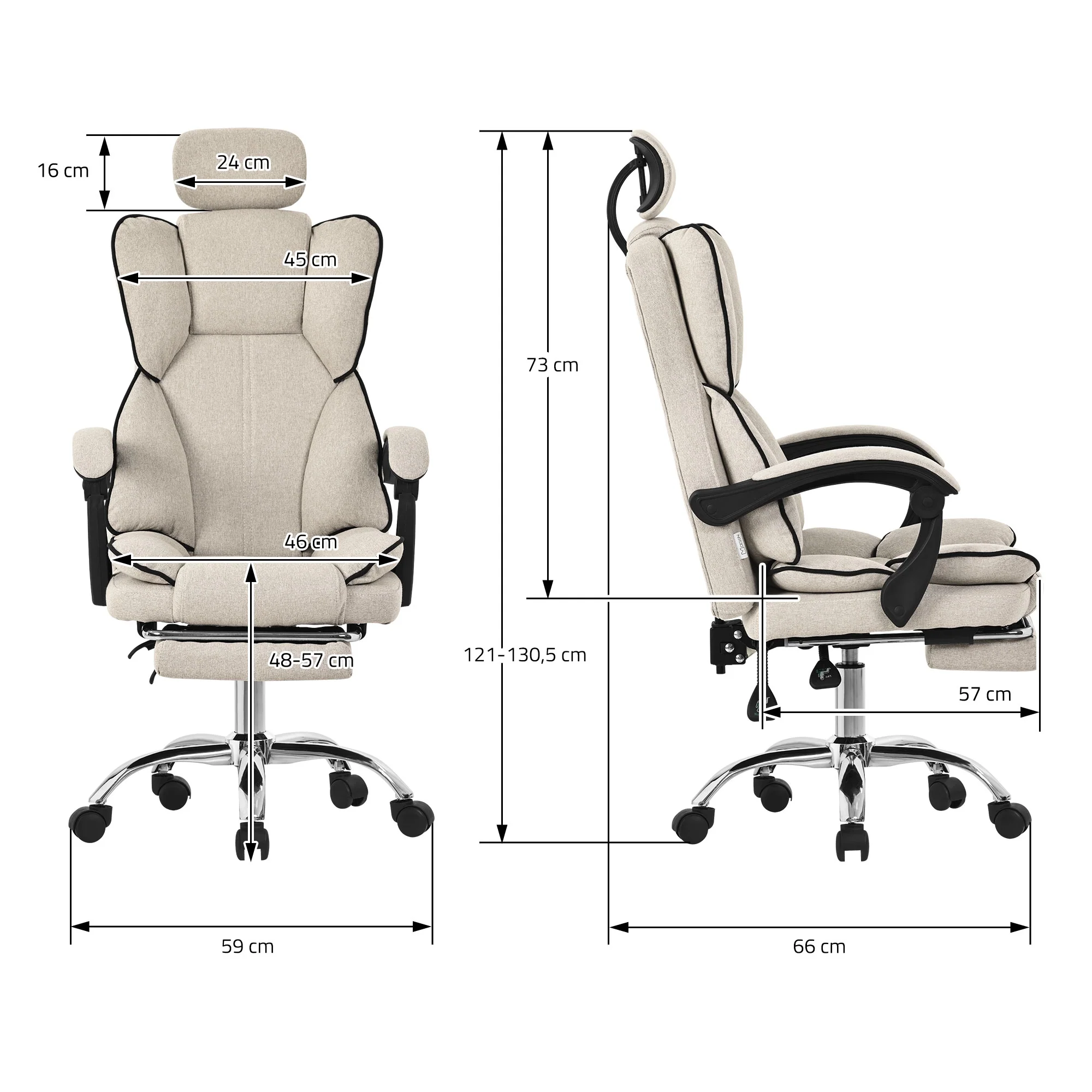 Bürostuhl ergonomisch mit hoher Rückenlehne und Rollen, höhenverstellbar, Wippfunktion - Image 8