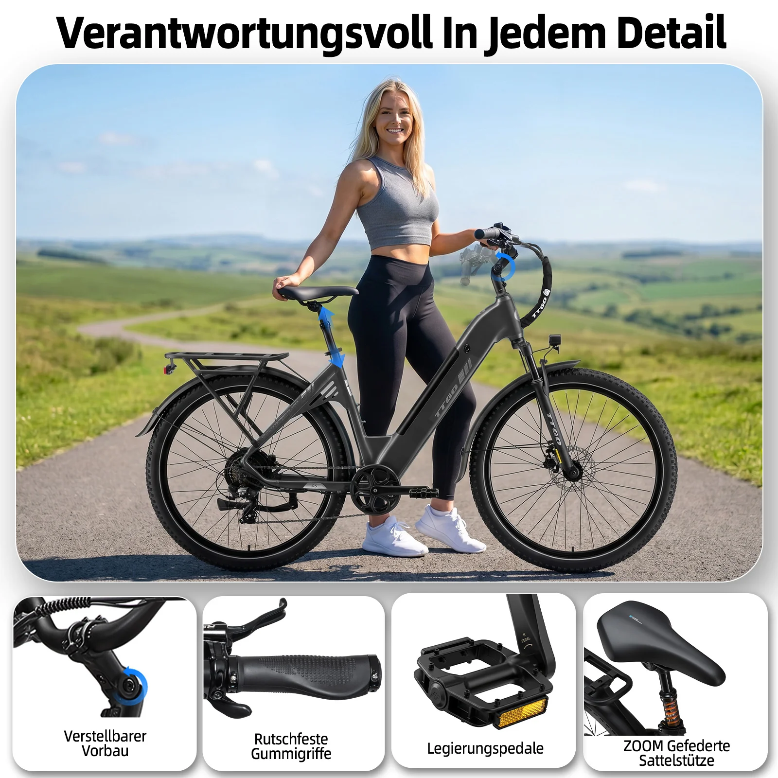 C5 27,5" 48V 250W Hinterradmotor 70Nm 48V13,5Ah Akku 90-110km Reichweite Elektrofahrrad Beschreibun - Image 12